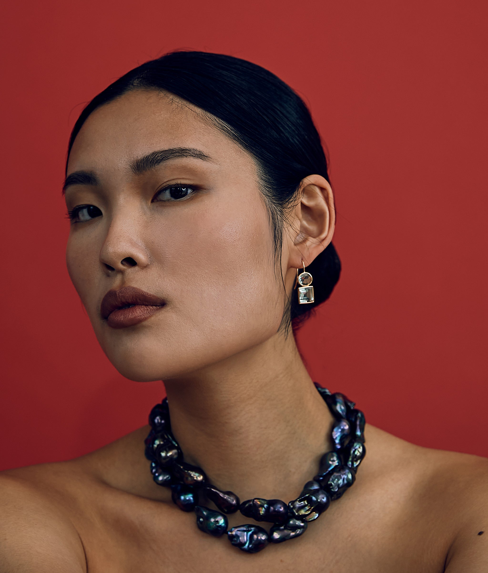 Extra Large Peacock Baroque Pearl & 14k Gold Necklace