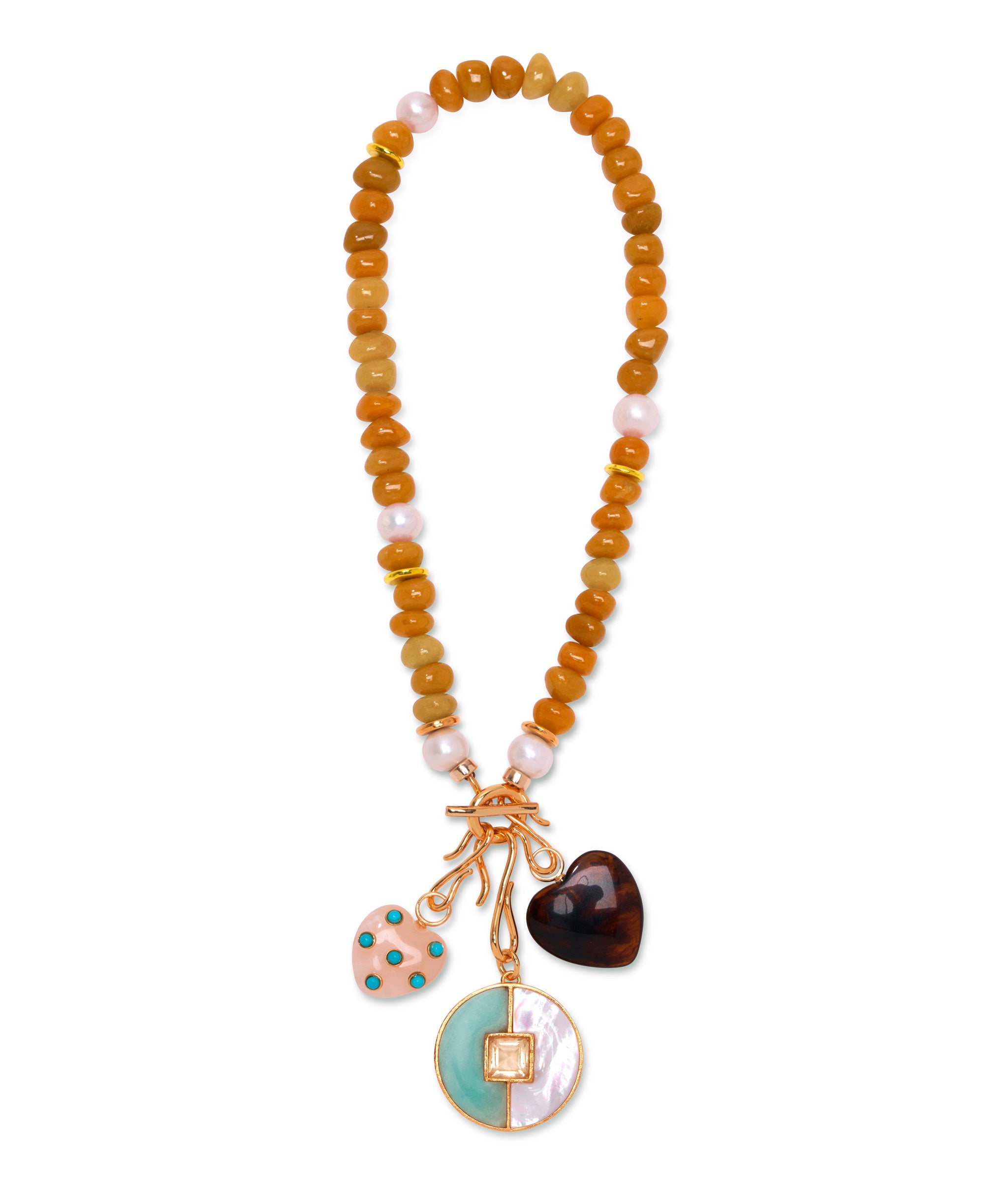 Mood Necklace in Red Aventurine with assorted charms.