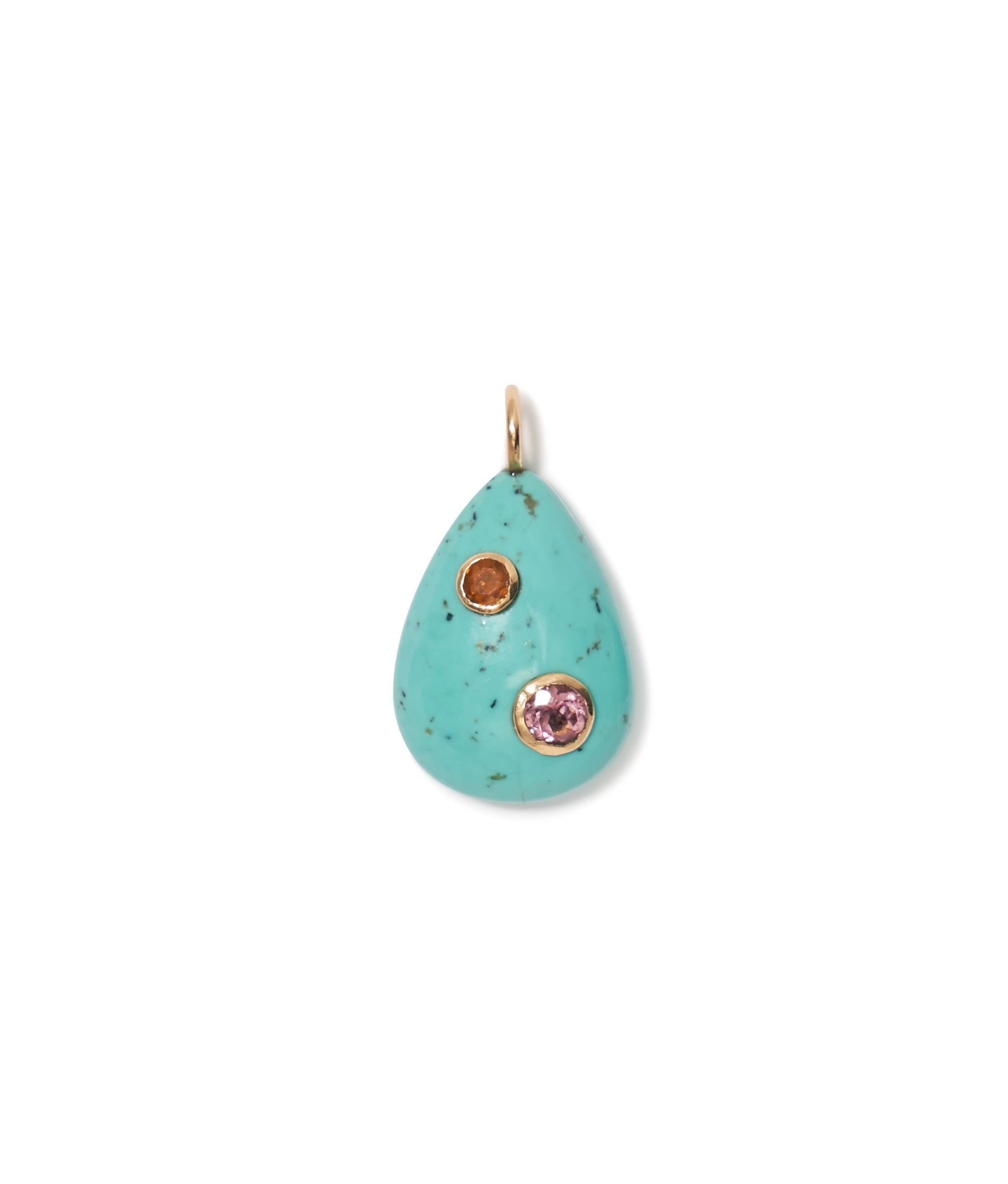 Turquoise Teardrop 14k Gold Necklace Charm