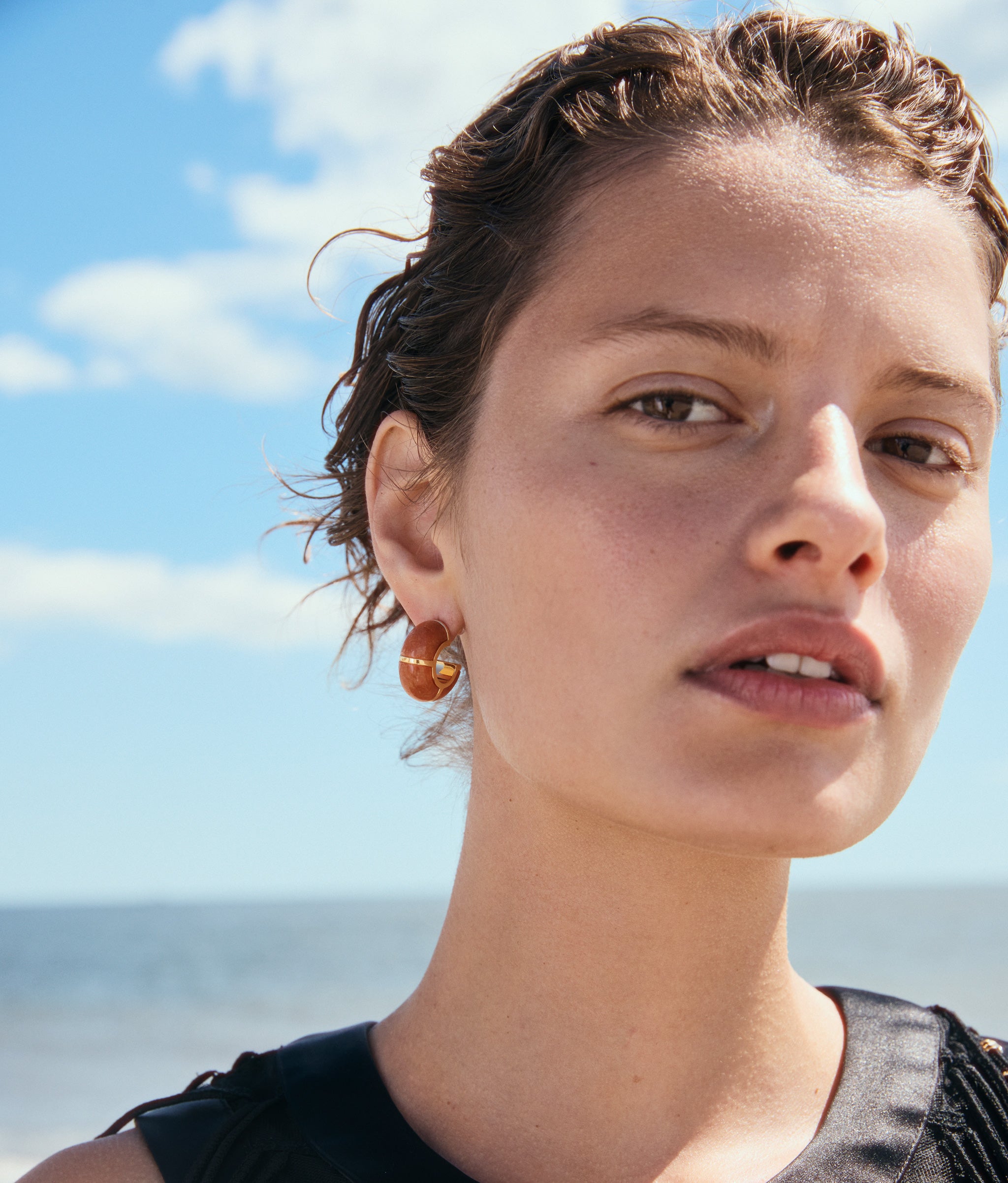 Zellige Hoops in Peach Aventurine