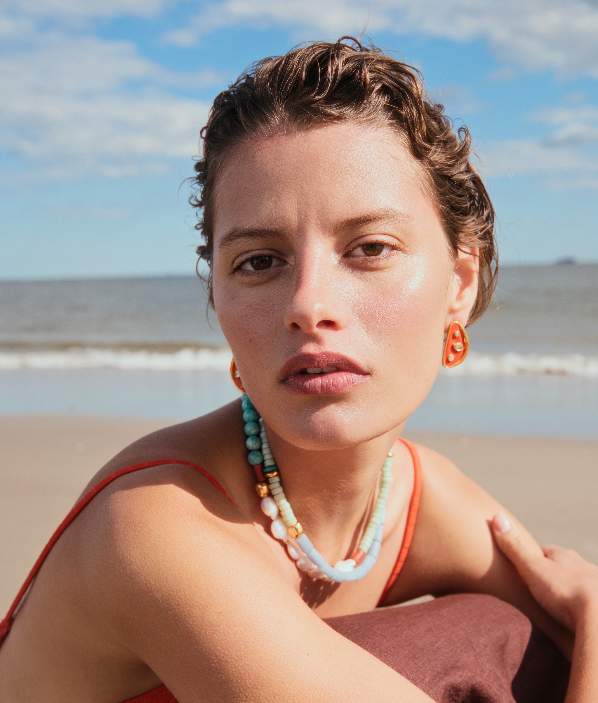 Isola Stud Earrings in Melon