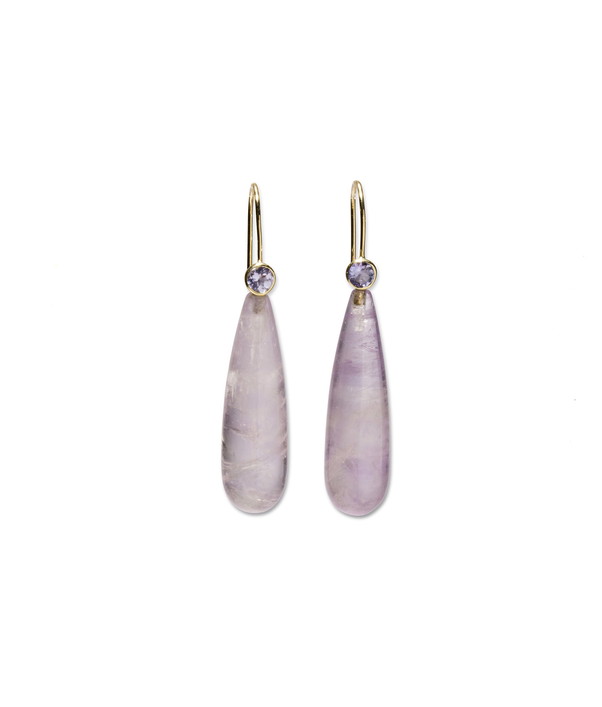 Tanzanite & Amethyst Long Drop 14k Earrings