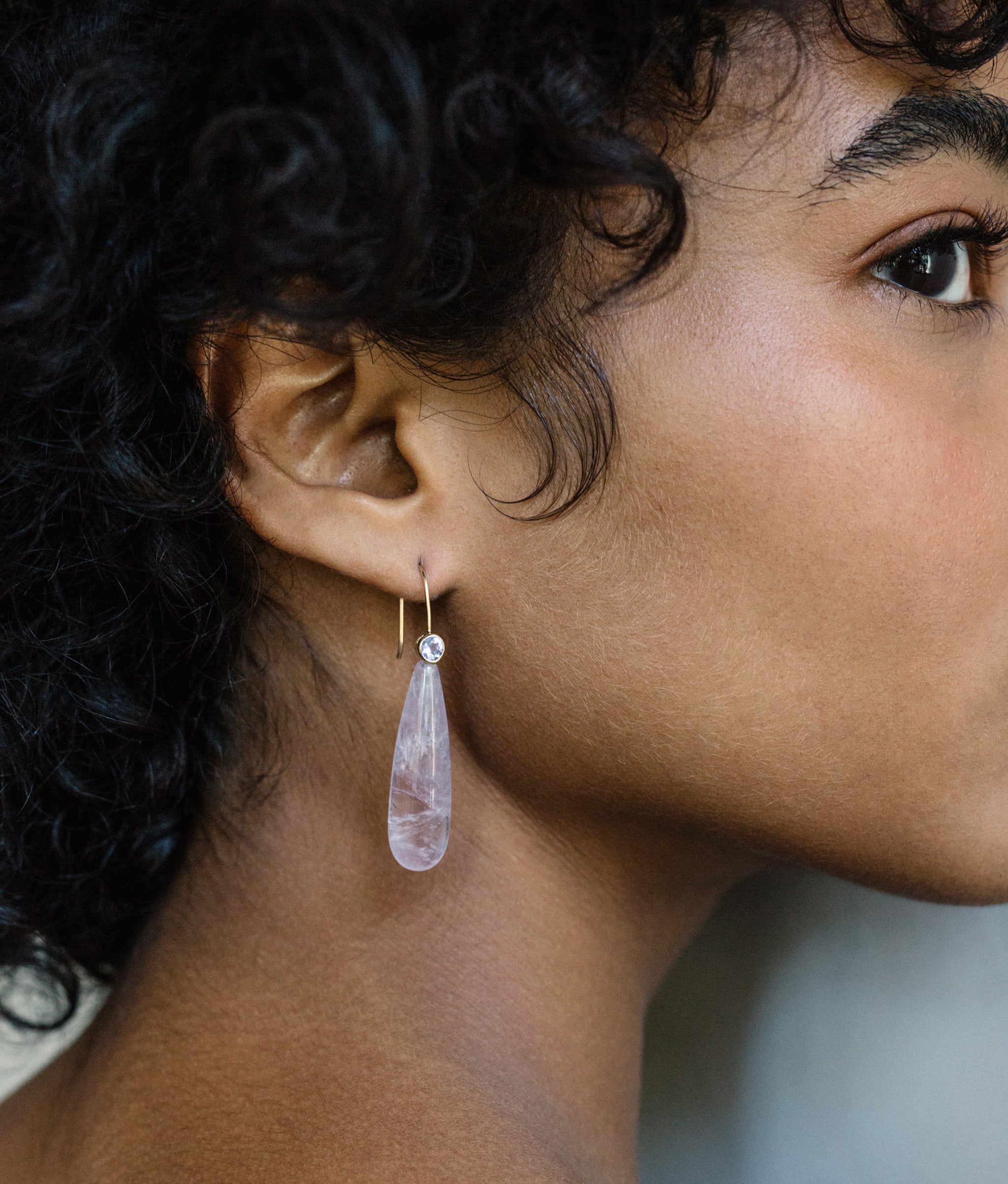 Tanzanite & Amethyst Long Drop 14k Earrings