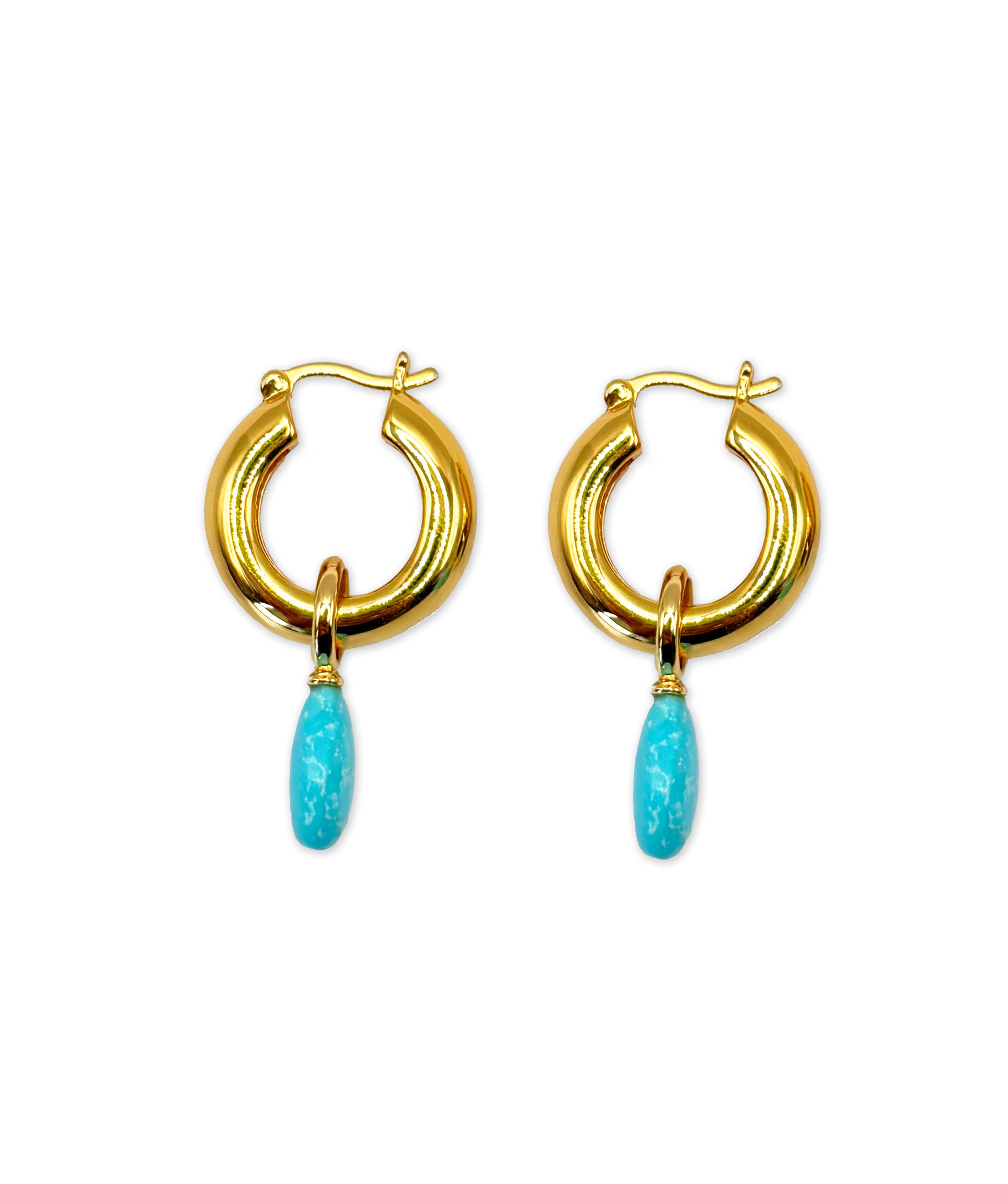 Turquoise Drop Hoops