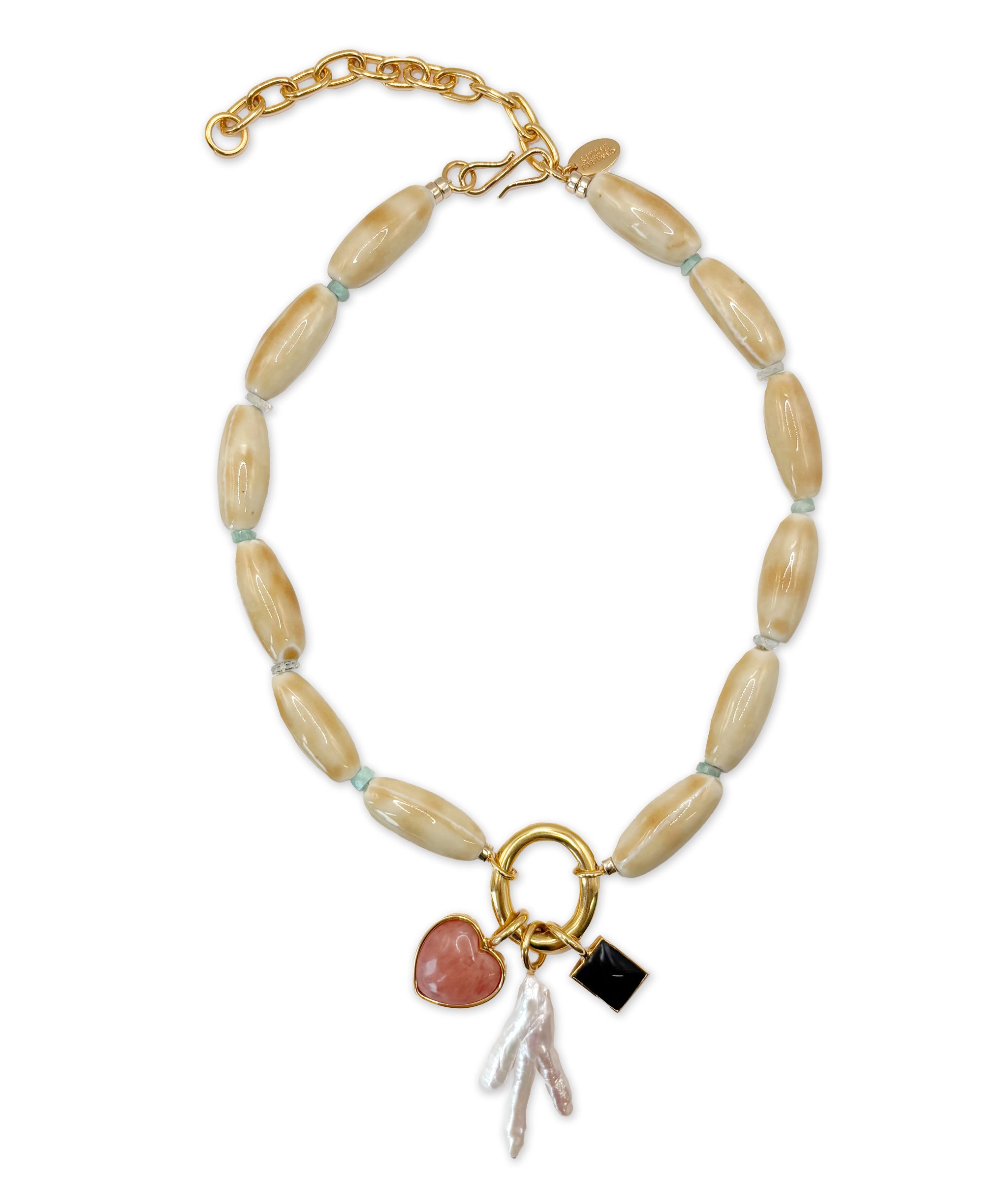 Marilla Necklace in Peach Aventurine Heart
