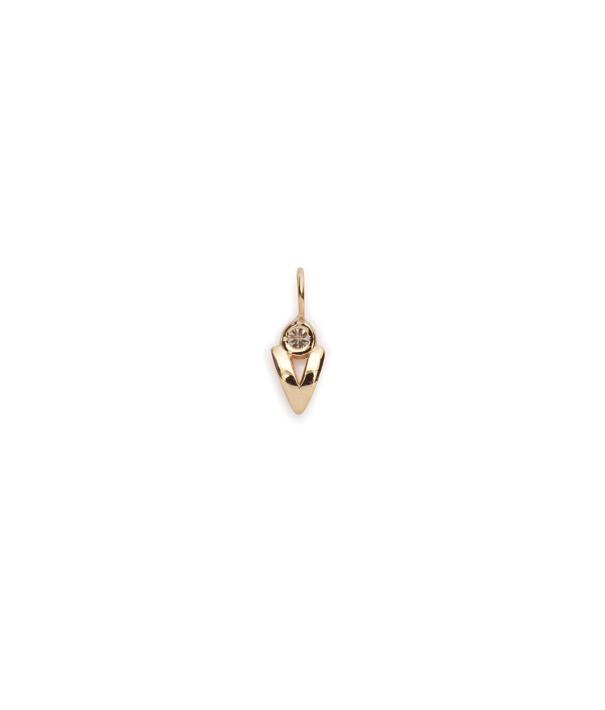 Alphabet Soup "V" Charm. Puffy mini 14k gold letter "V" charm with round diamond accent.