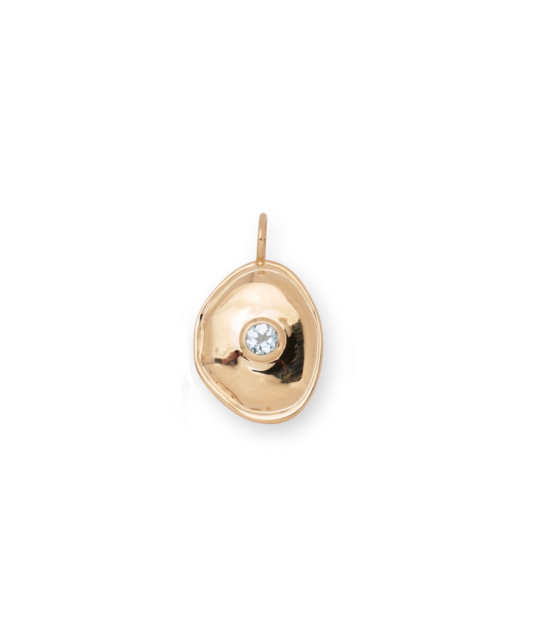 14k Gold Birthstone Necklace Charm in Aquamarine