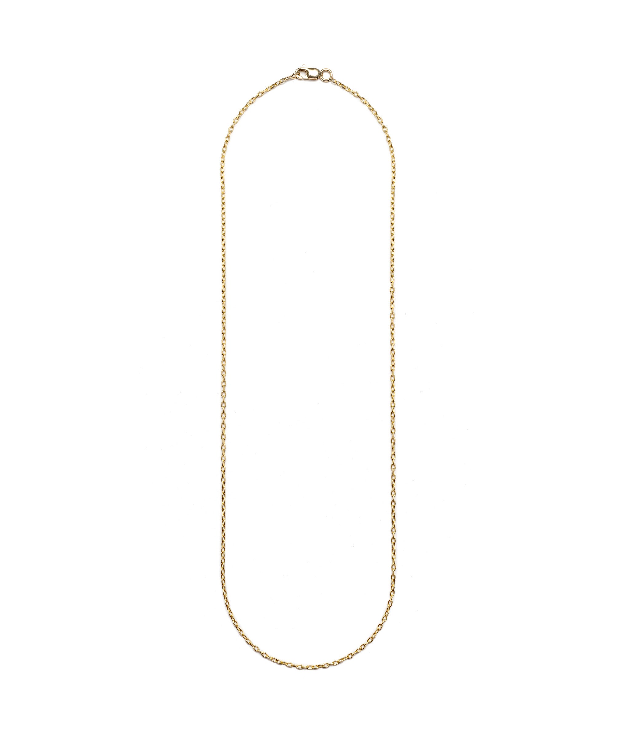 14K Gold Delicate Chain Necklace. Fine 14k yellow gold light round cable chain with gold closure.