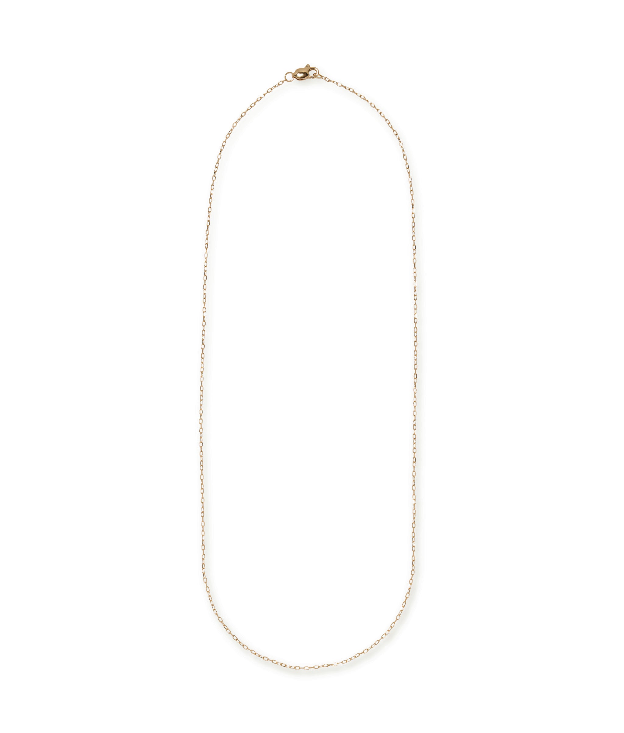 14k Gold Cable Chain Necklace. Yellow gold elongated fine cable chain necklace.