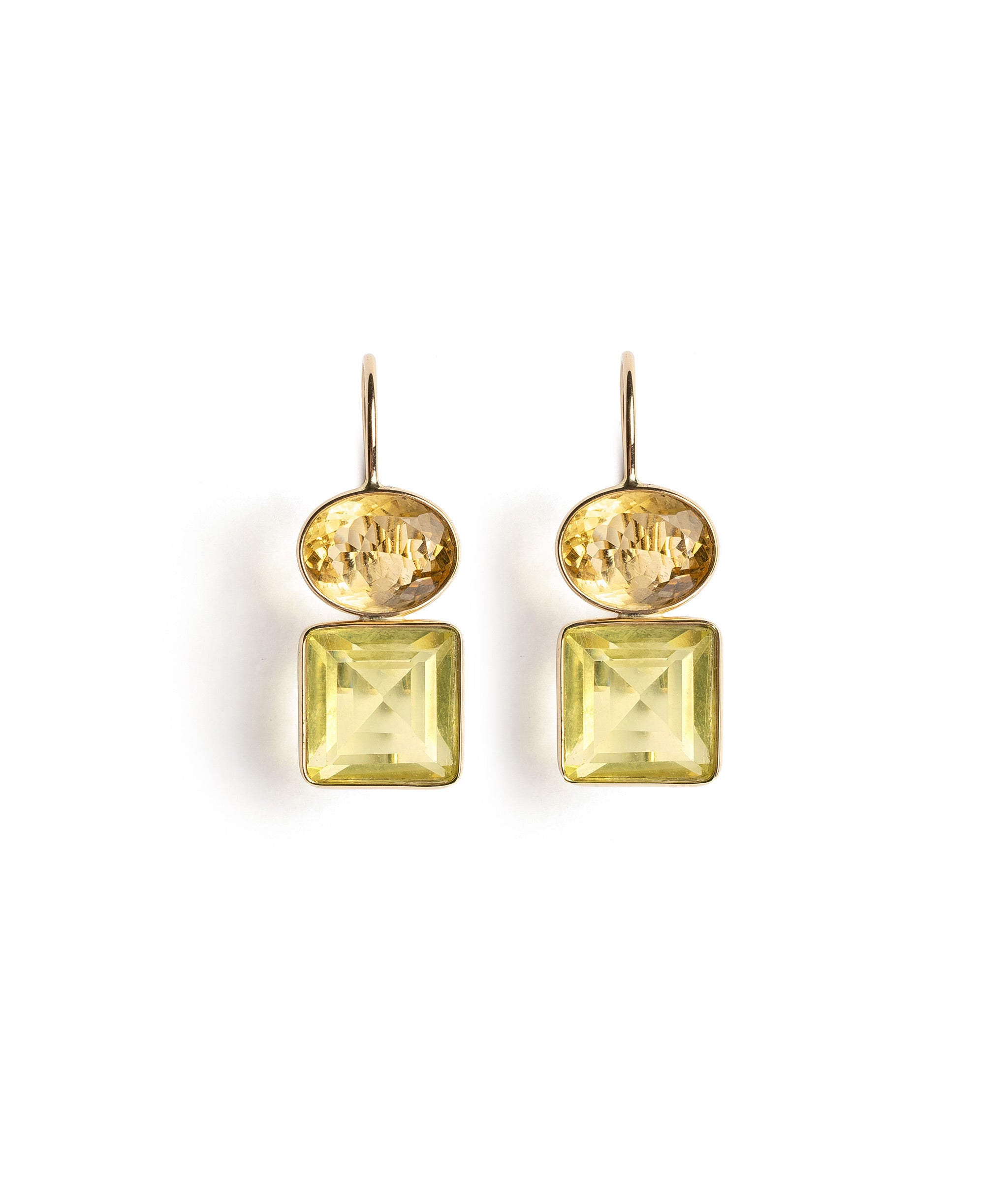 14k Gold Duo Earrings in Citrine and Lemon Quartz