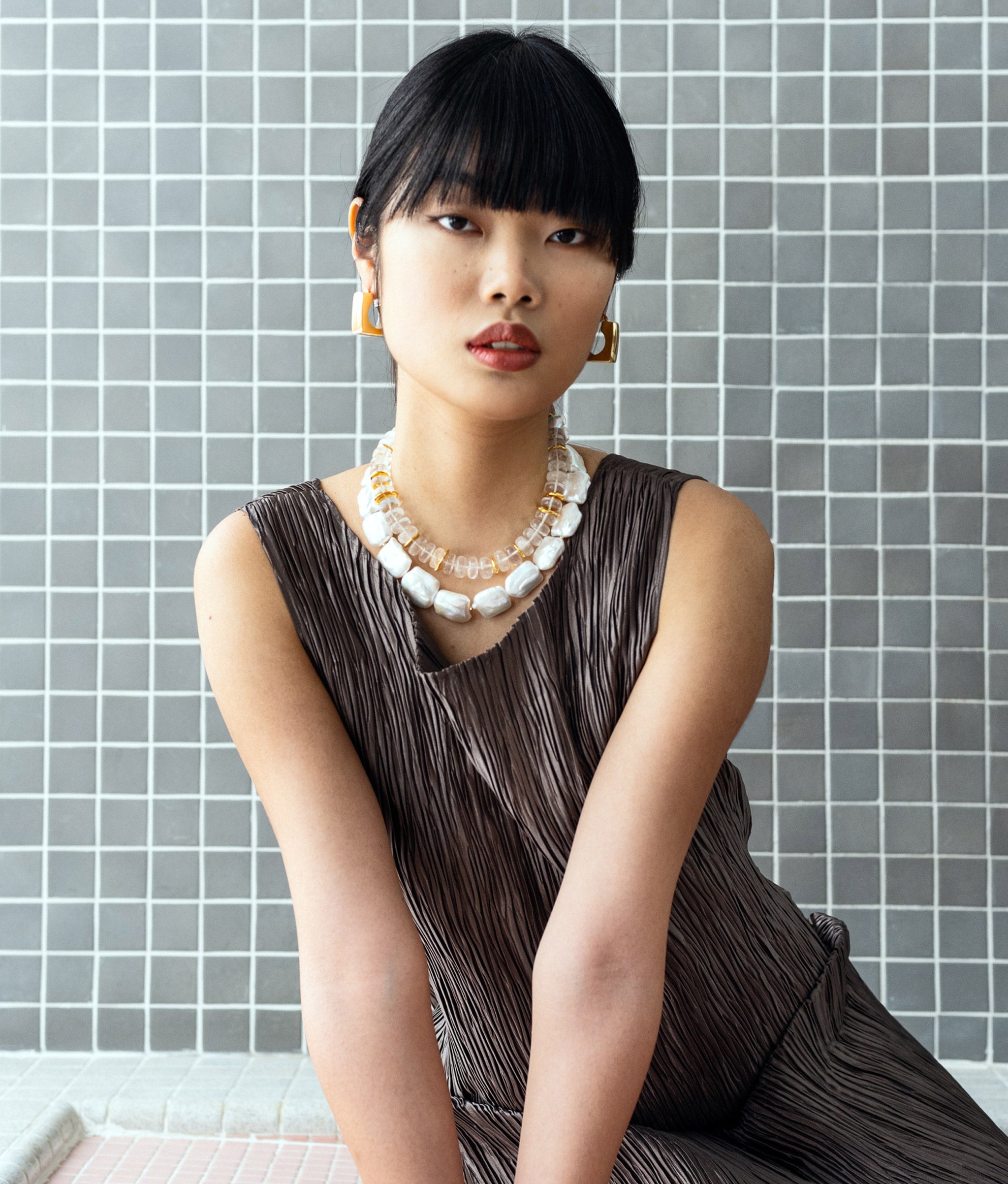 Trapeze Hoops in Mixed Metal