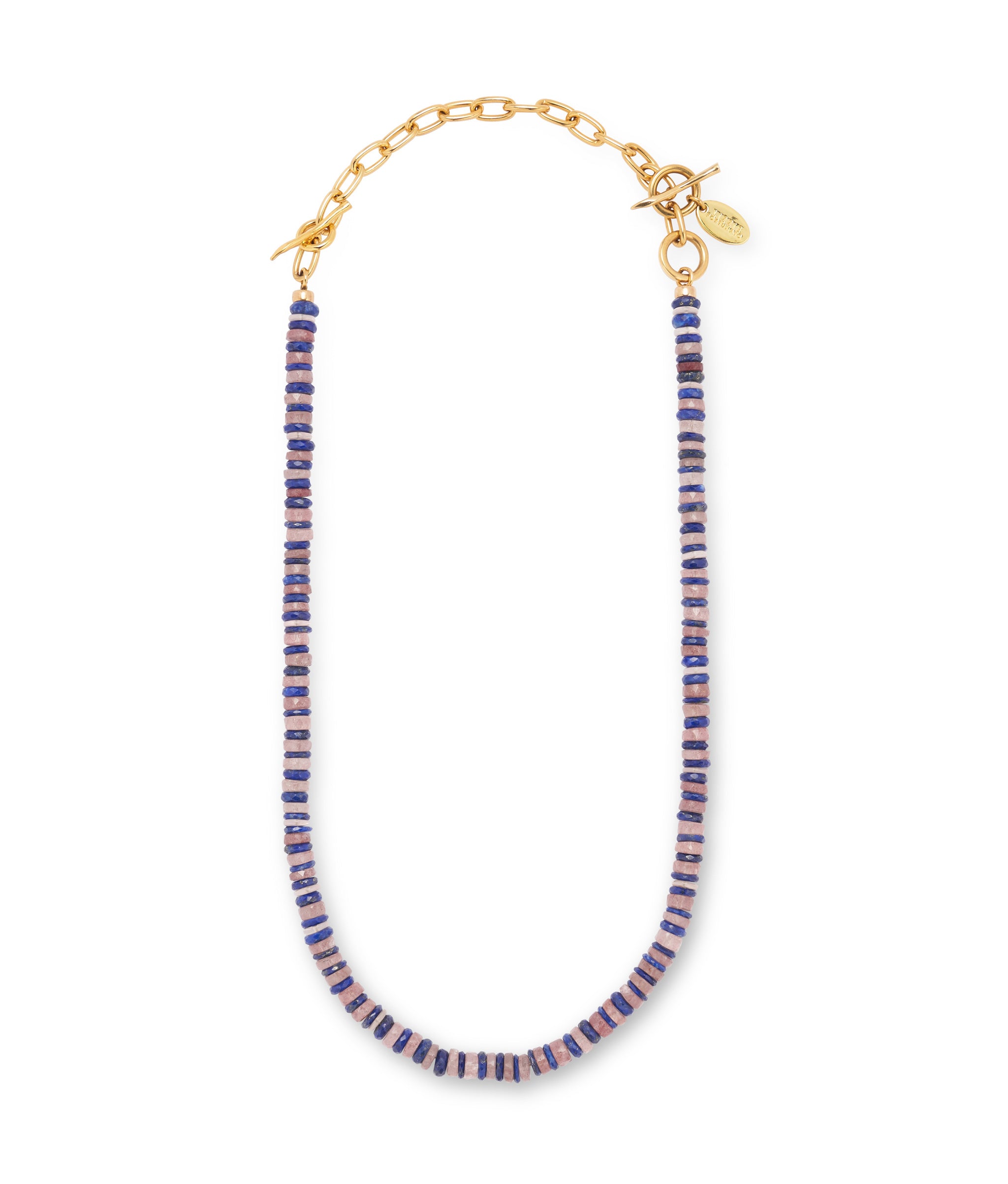 4.25" Gold Toggle Extender attached to Santo Necklace in Rose.