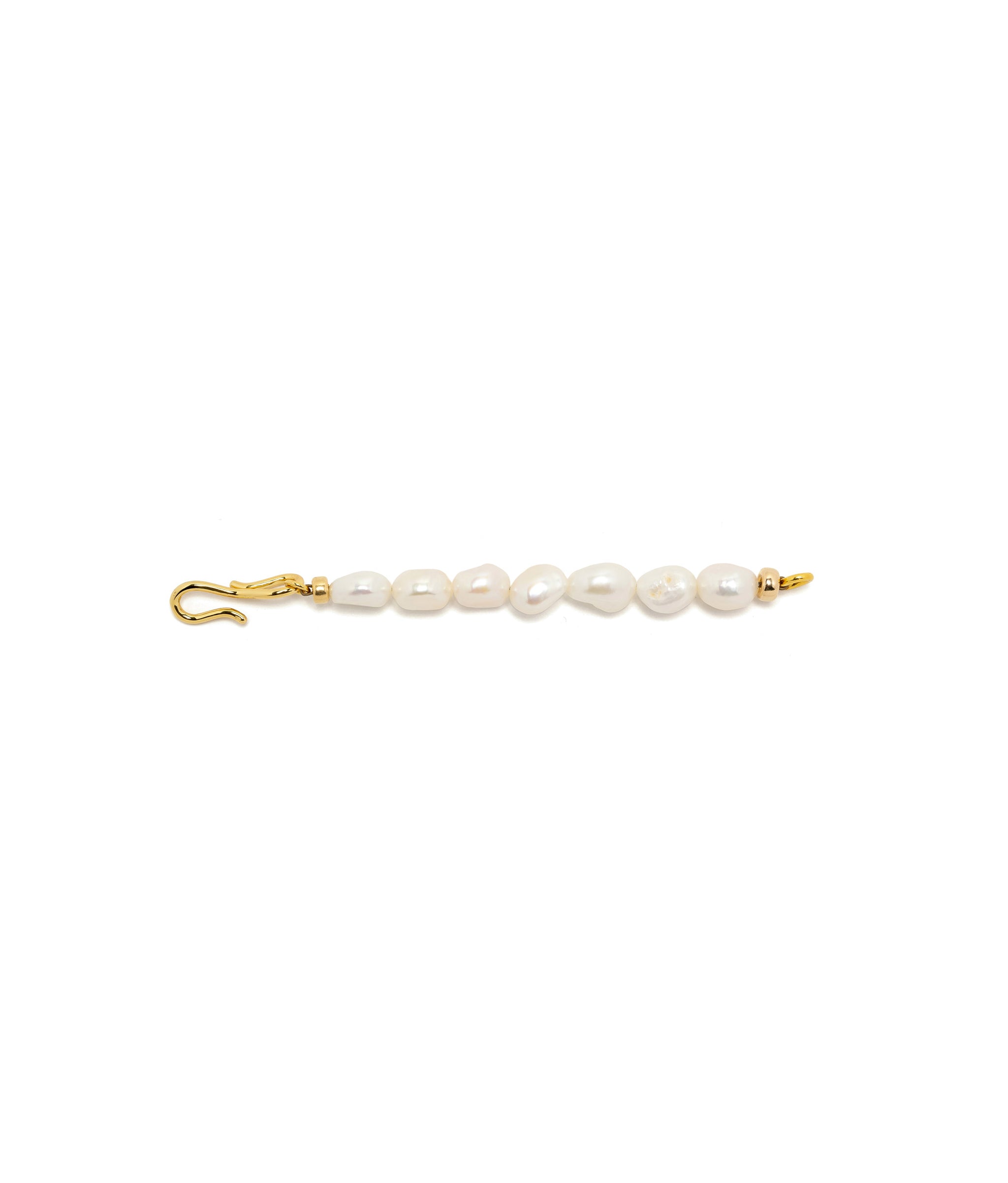 4.75" Pearl Extender. Gold-plated brass chain with pearls and S-hook, to lengthen your Lizzie Fortunato necklaces.