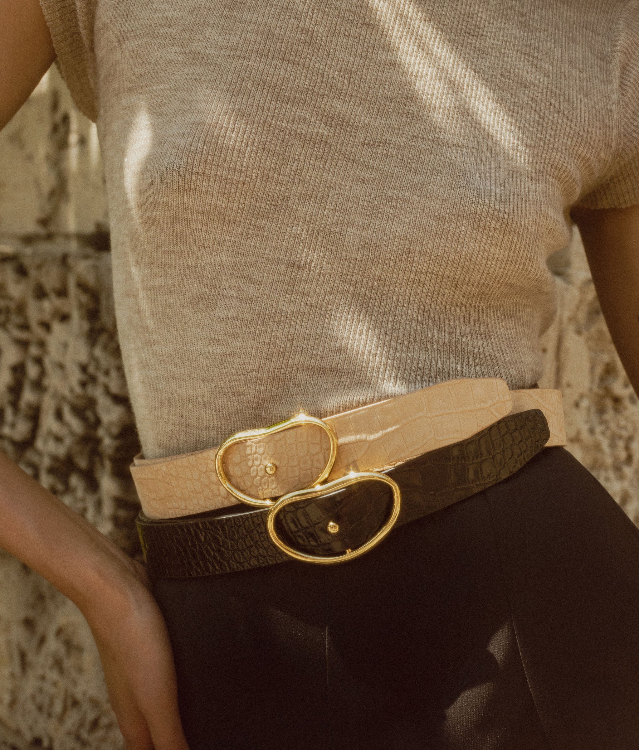 Wide Georgia Belt In Black Croc