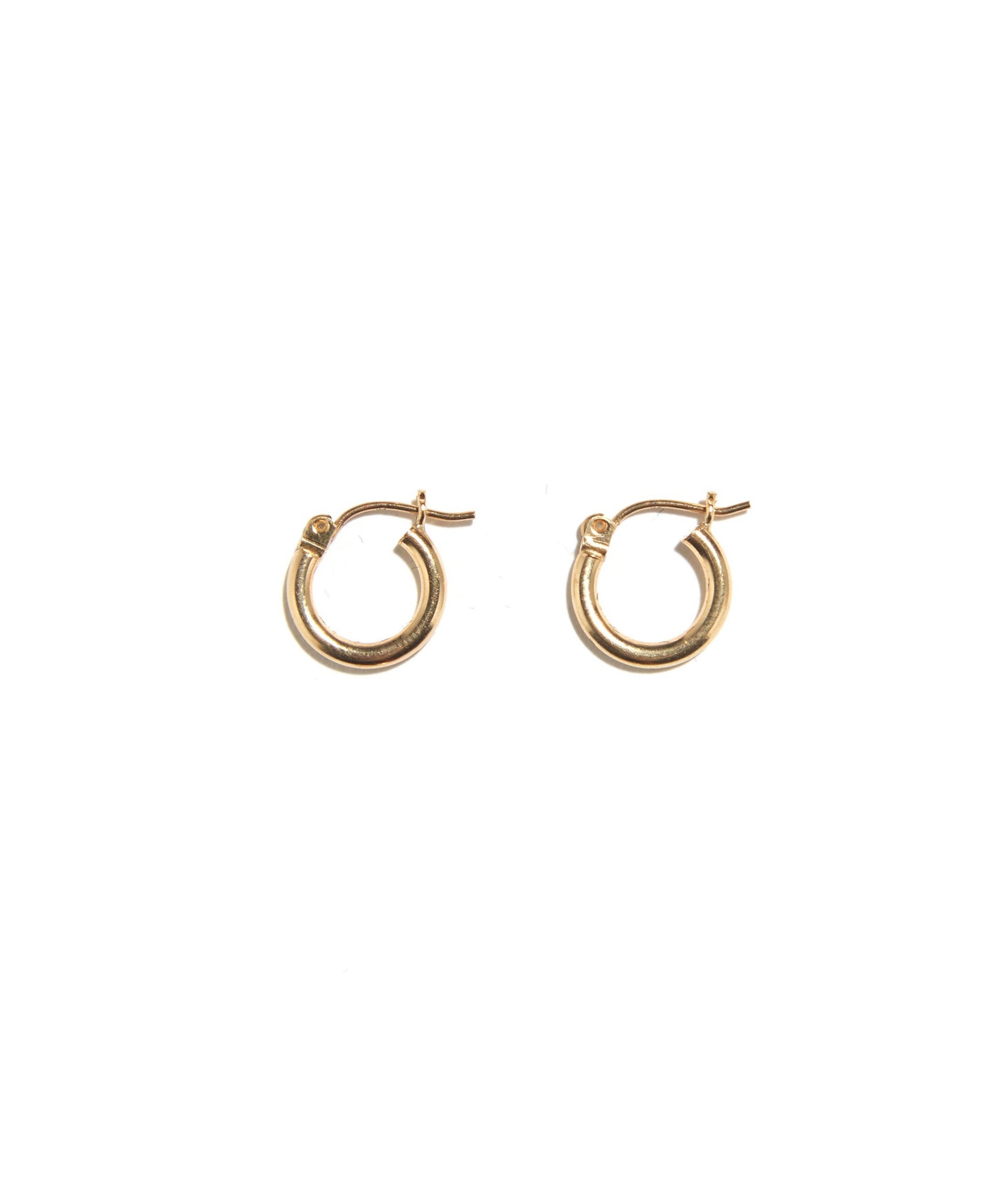 Pair of 12mm sized 14k gold hoop earrings.