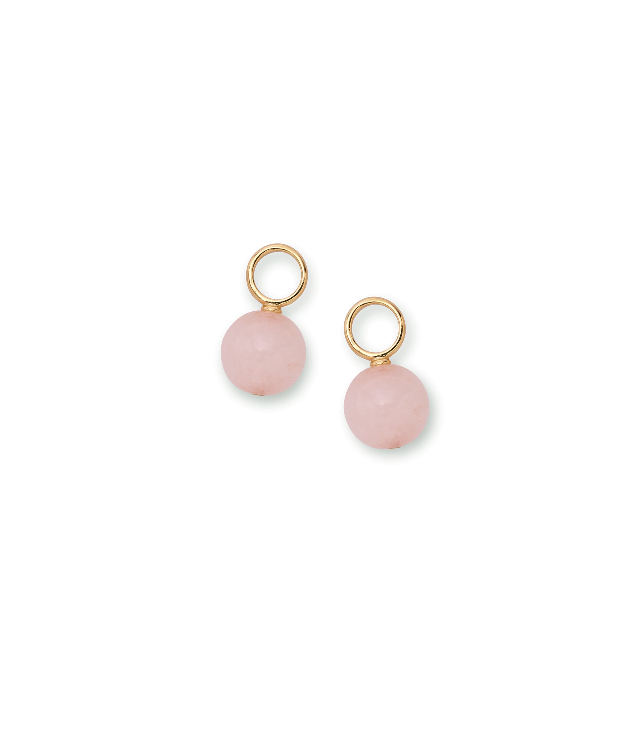 Ceres Charm. Two charms with pink jade balls and gold-plated brass ring.