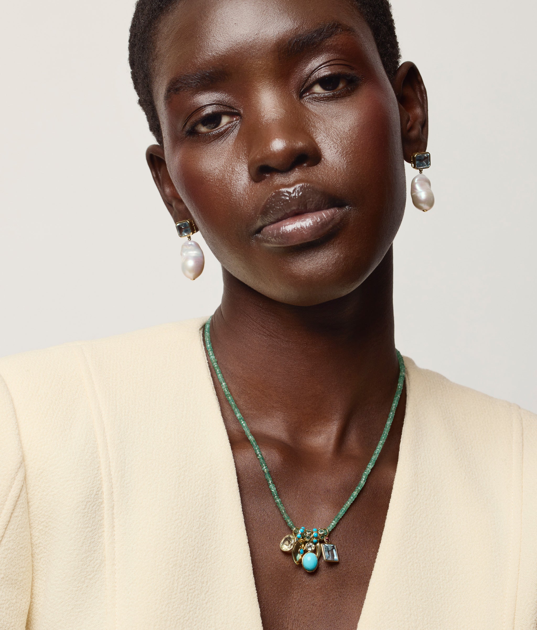 14k Gold Spacer in Green Quartz