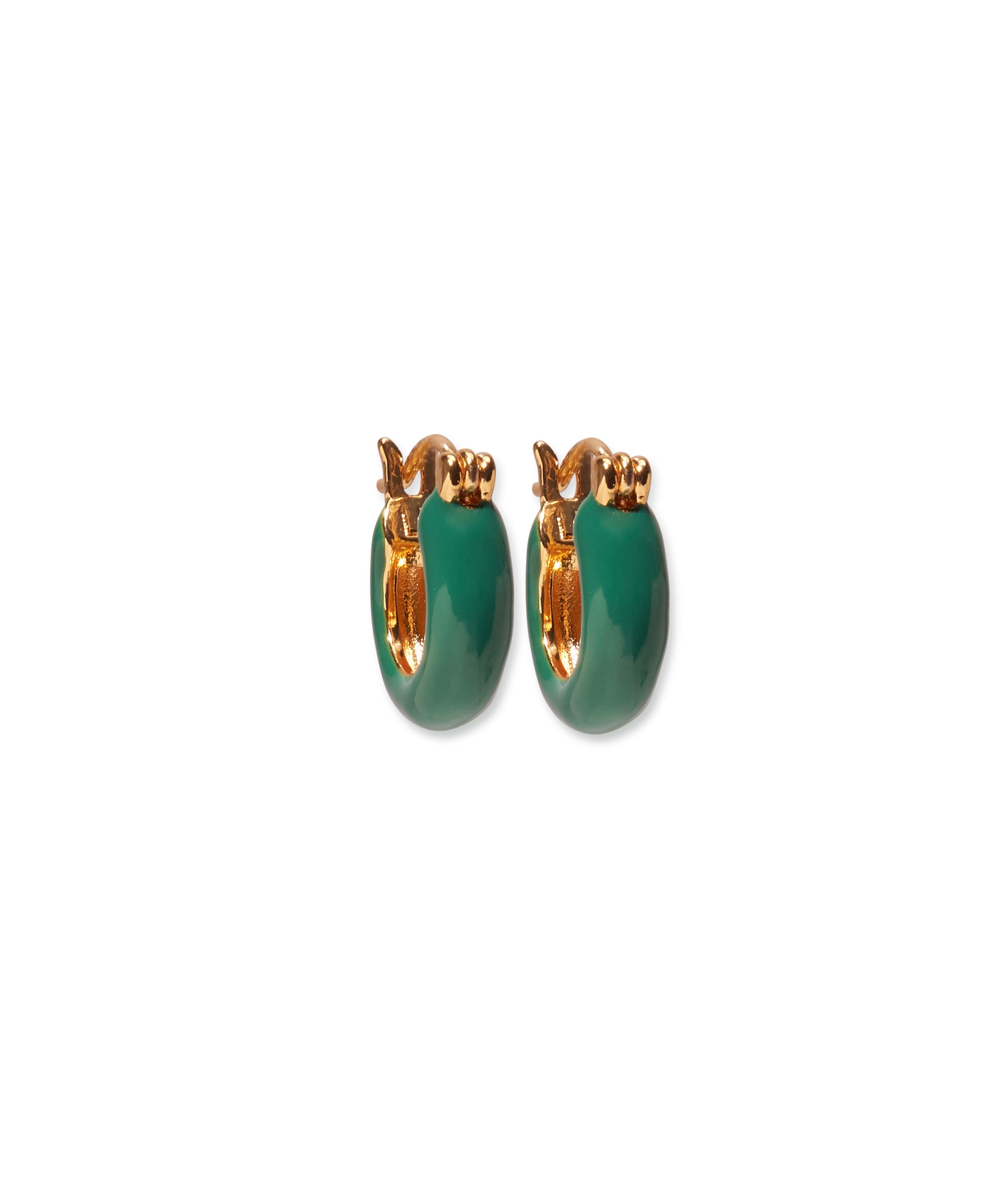 Small Enameled Mood Hoops in Evergreen