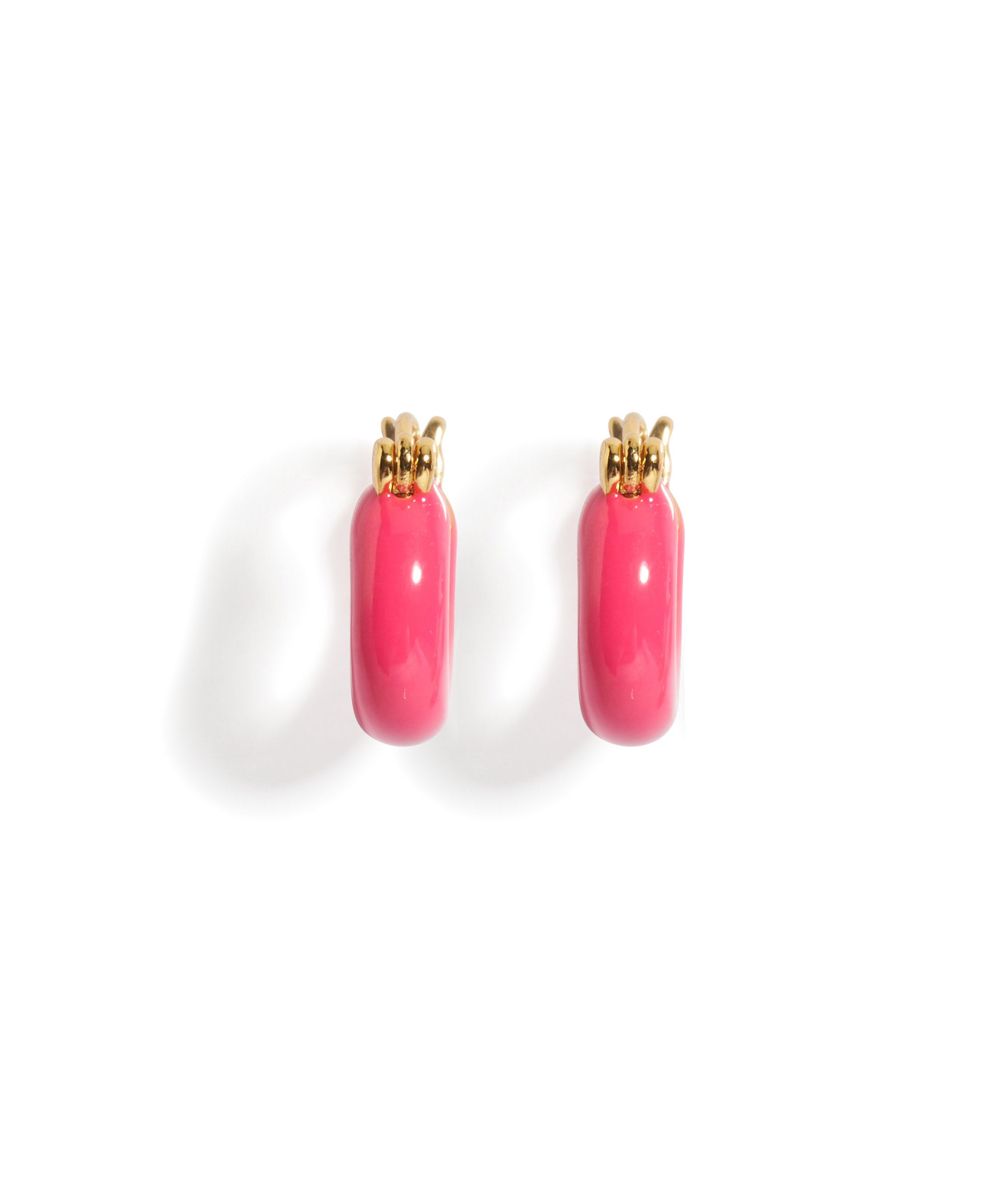 Small Enameled Mood Hoops in Guava