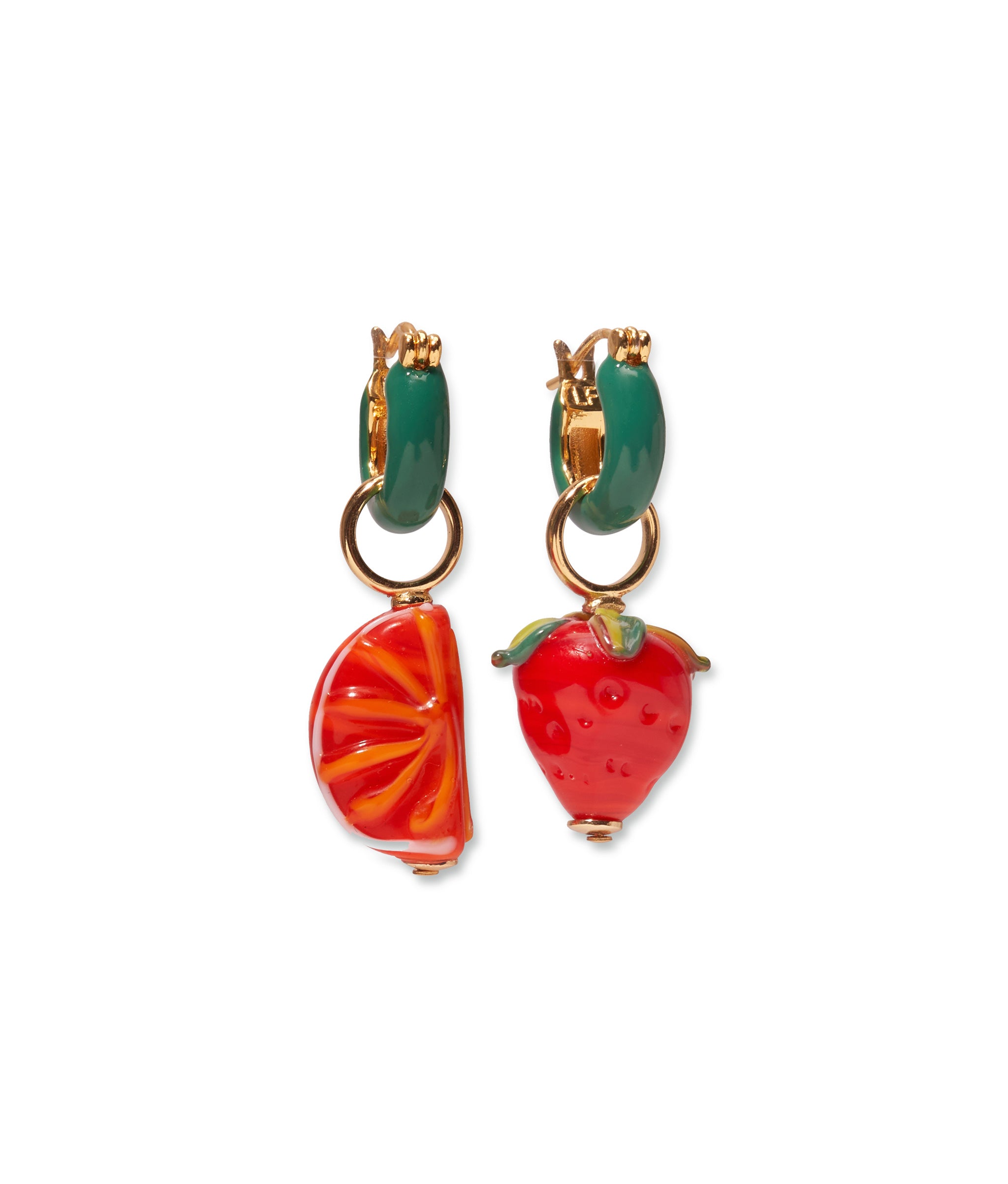 Small Enameled Mood Hoops in Evergreen