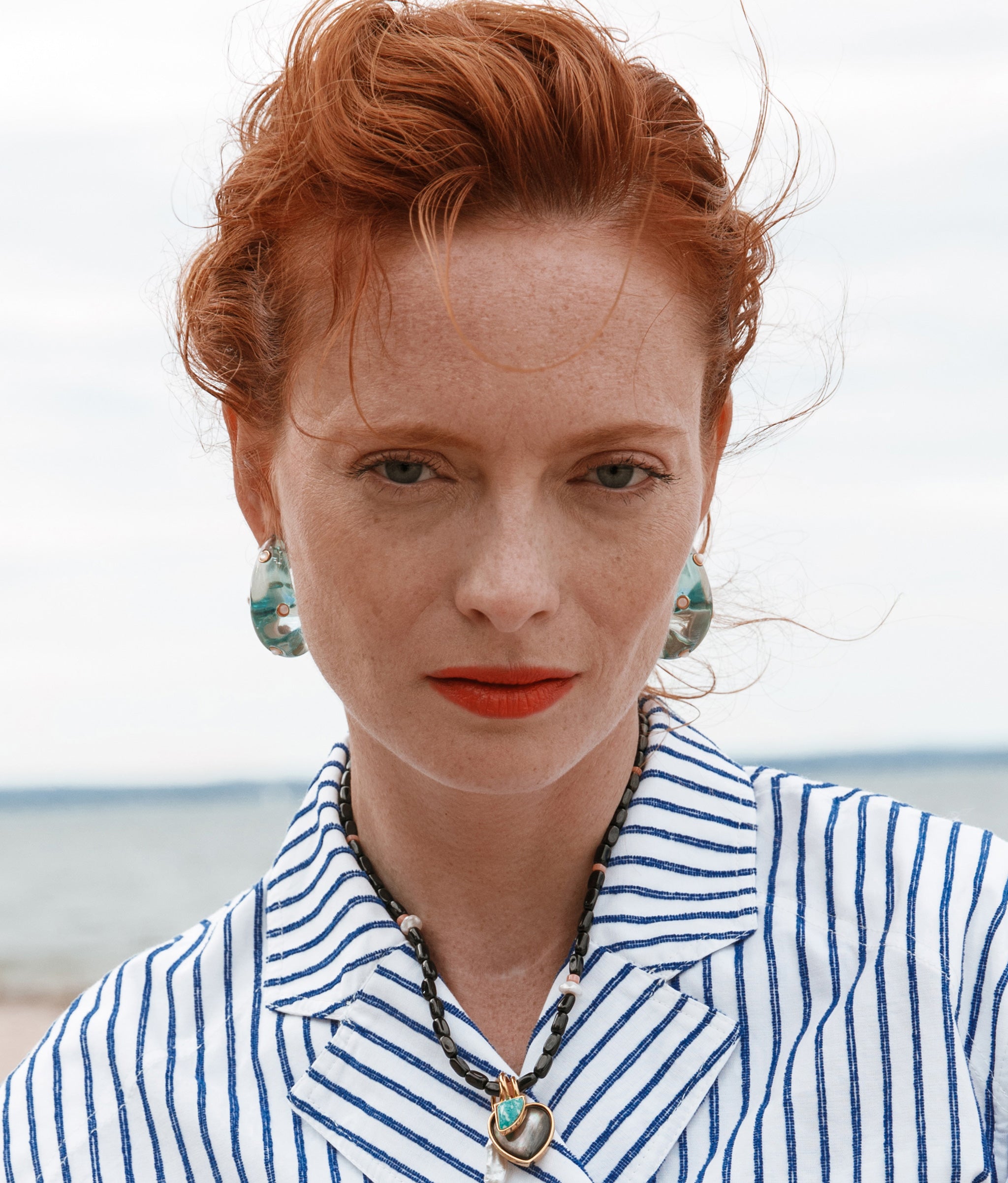 Arp Earrings In Dotted Aqua