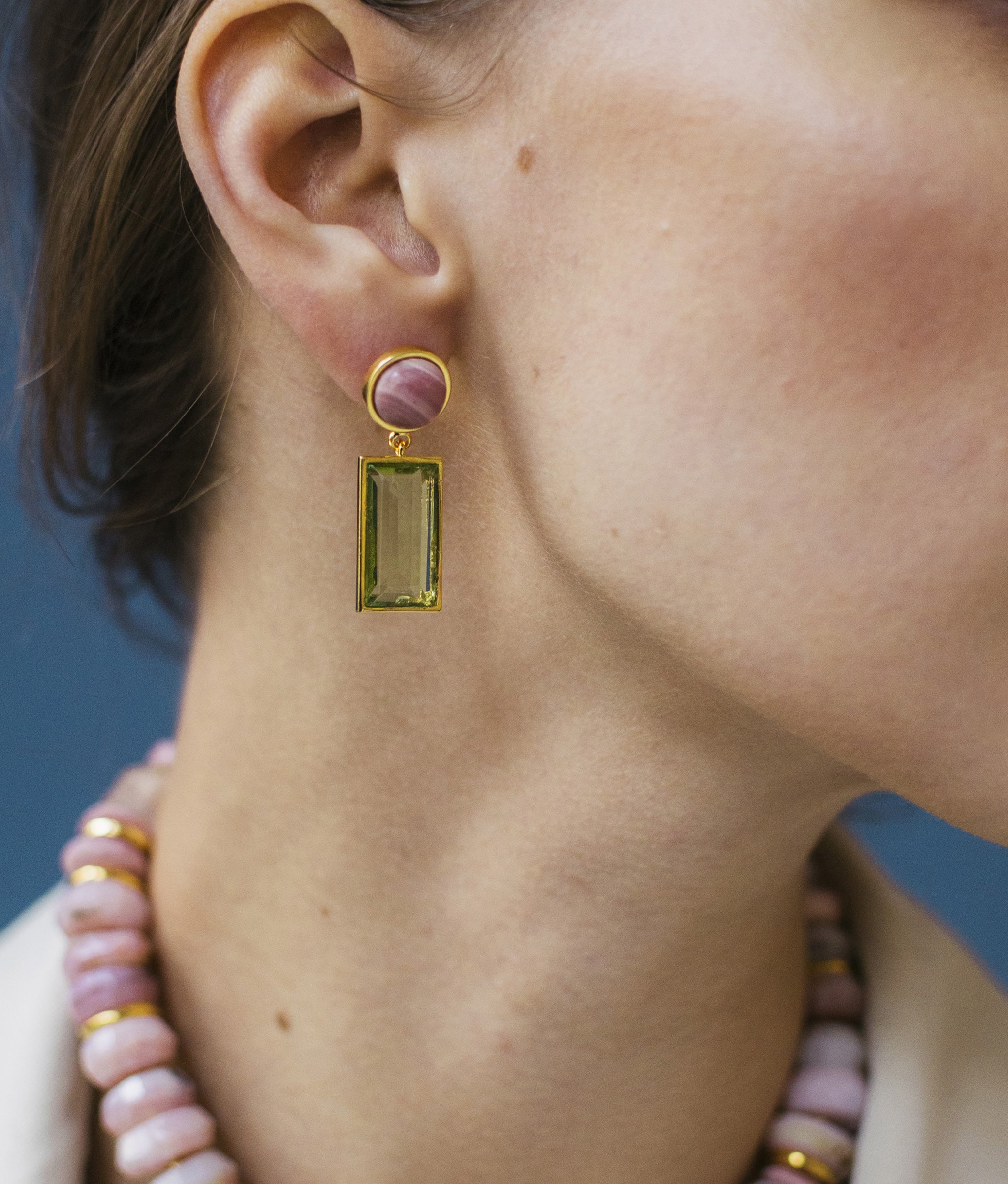 Crystal Column Earrings in Meadow