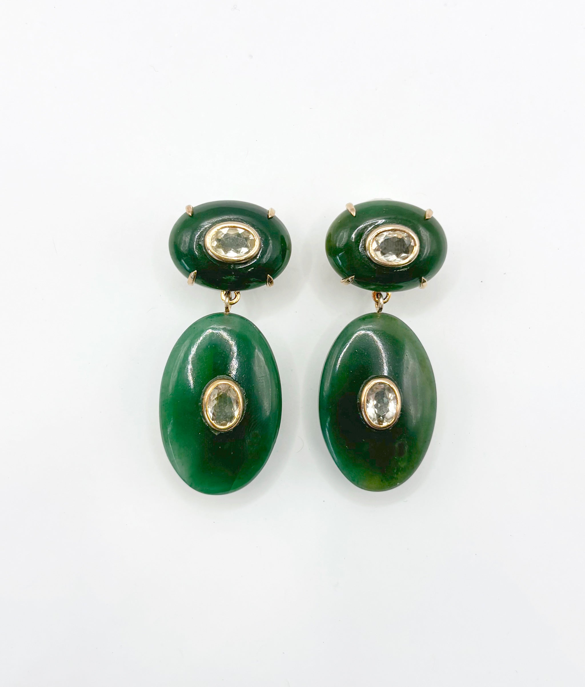 Dorothy Earrings in Green Jade