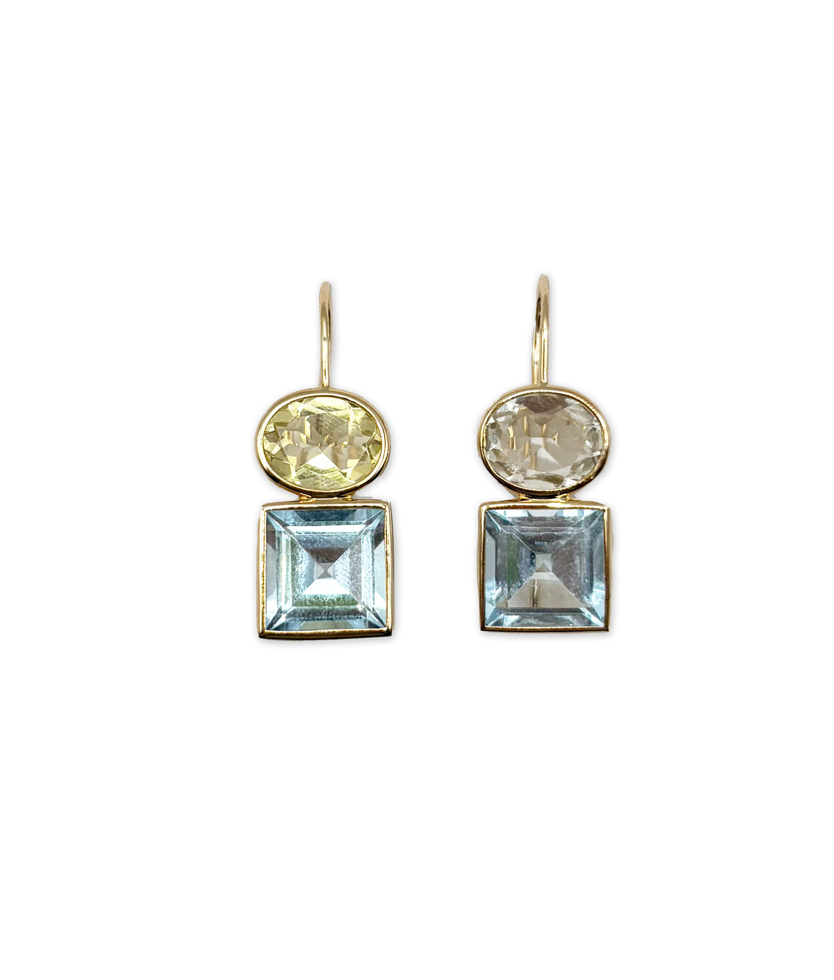 Duo Earrings in Lemon Quartz & Sky Blue Topaz