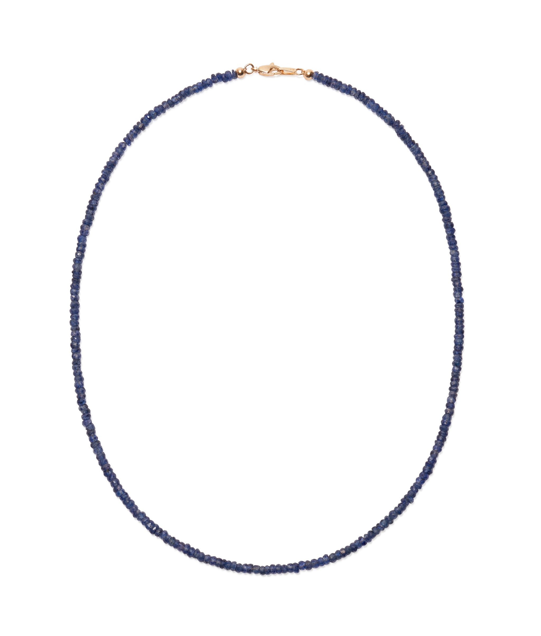 Tiny Beaded 14k Gold Necklace in Blue Sapphire