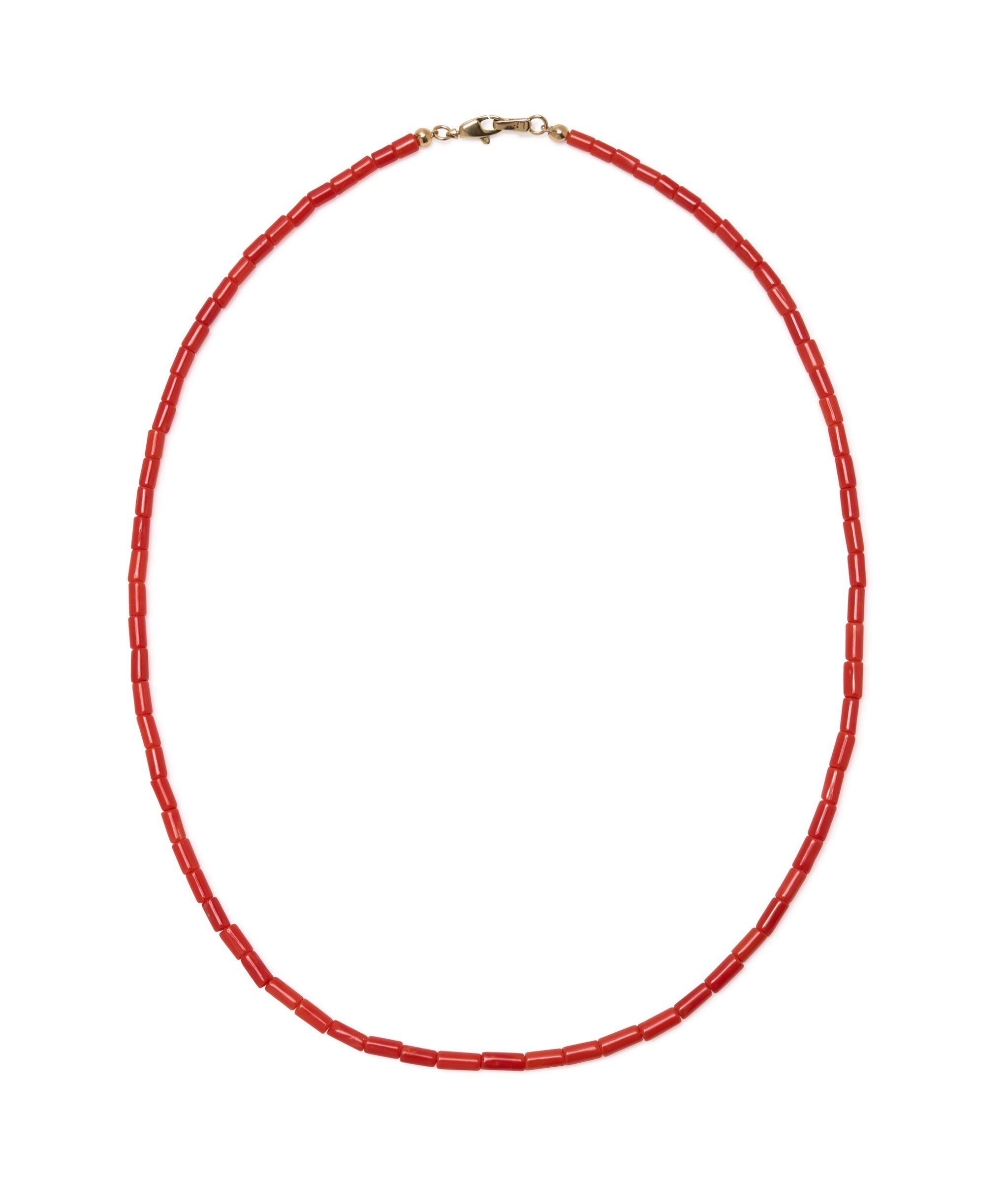 Tiny Beaded Necklace in Coral
