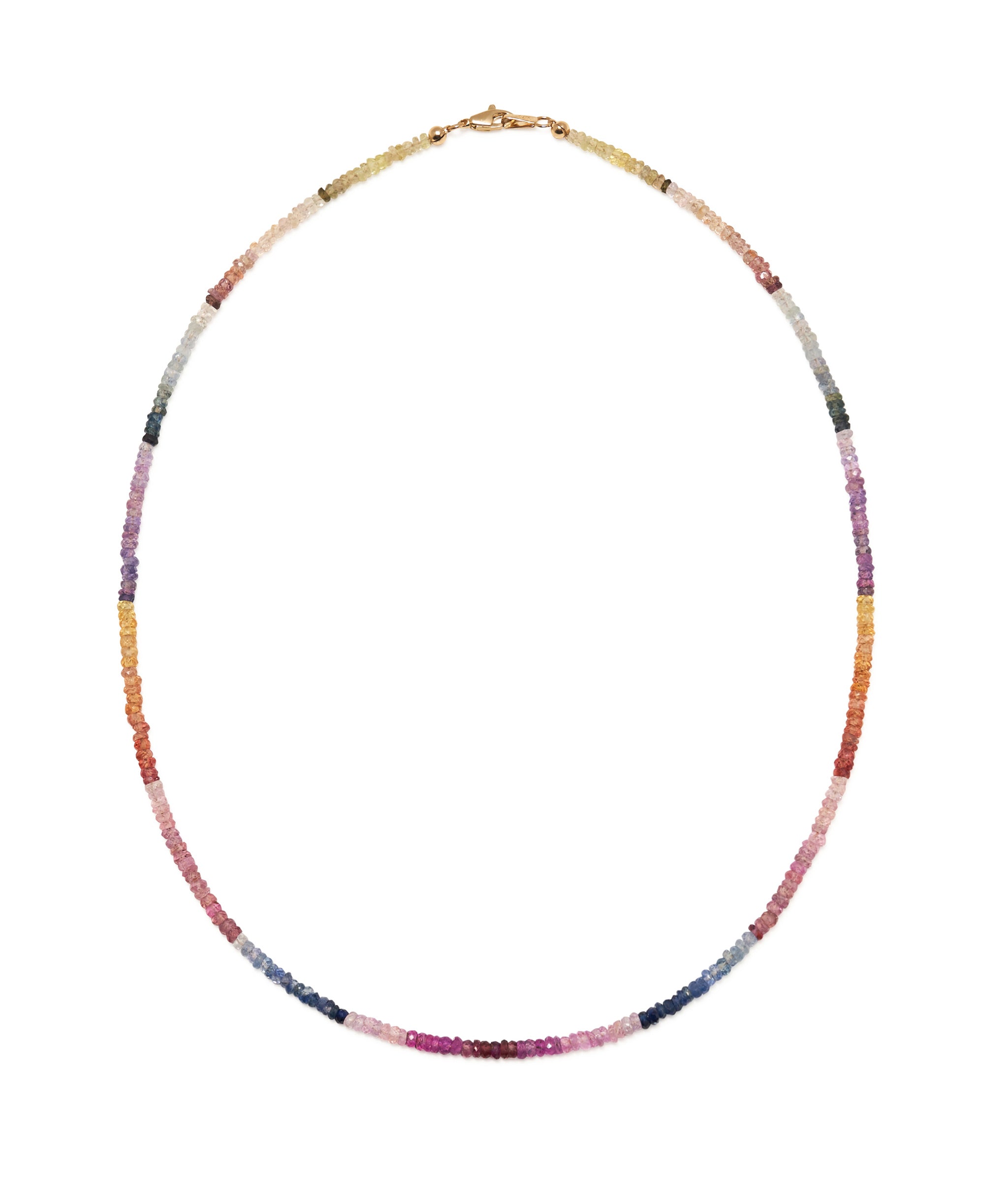 Tiny Beaded 14k Gold Necklace in Shaded Pastel Sapphire