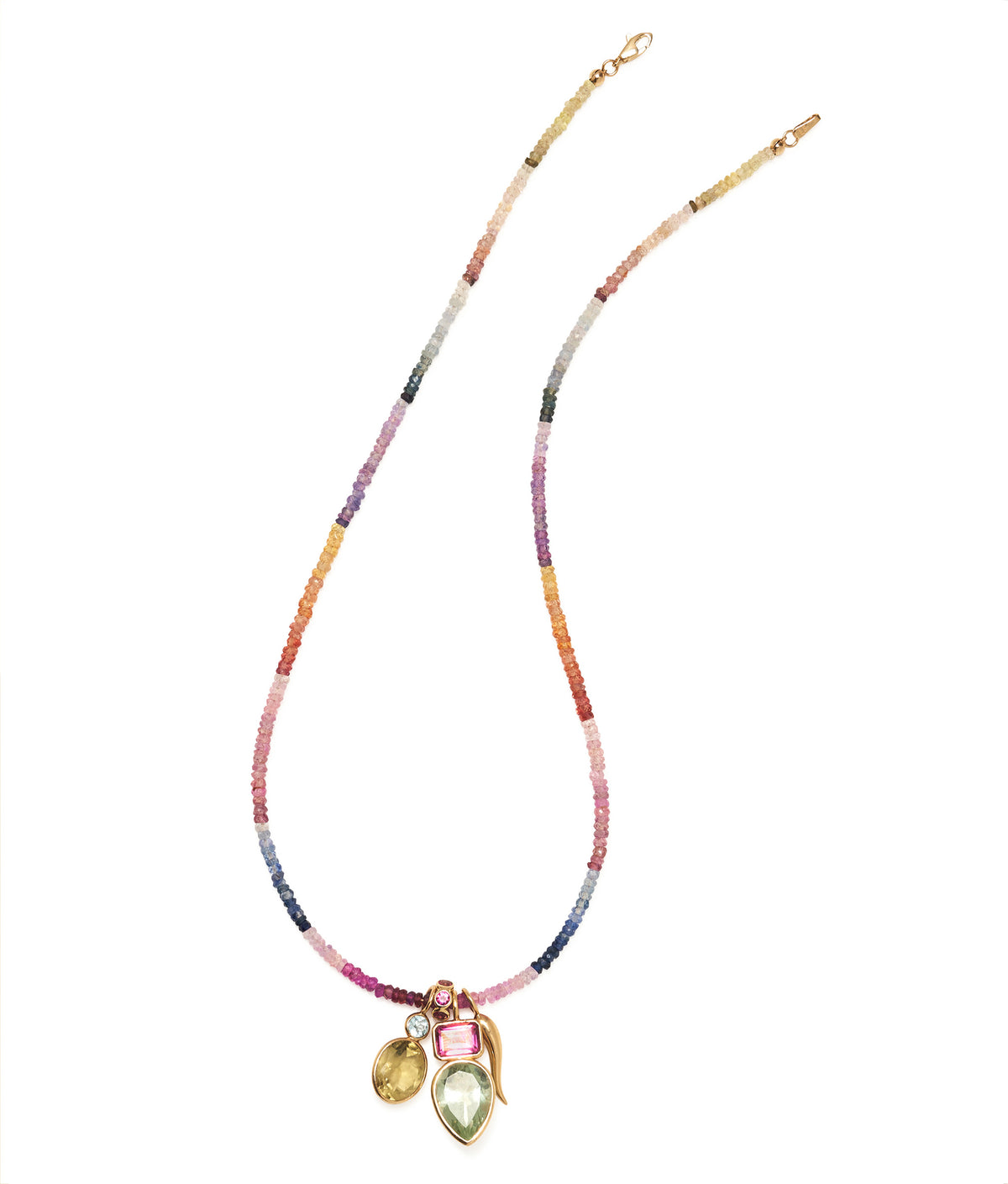 Tiny Beaded Necklace in Shaded Pastel Sapphire