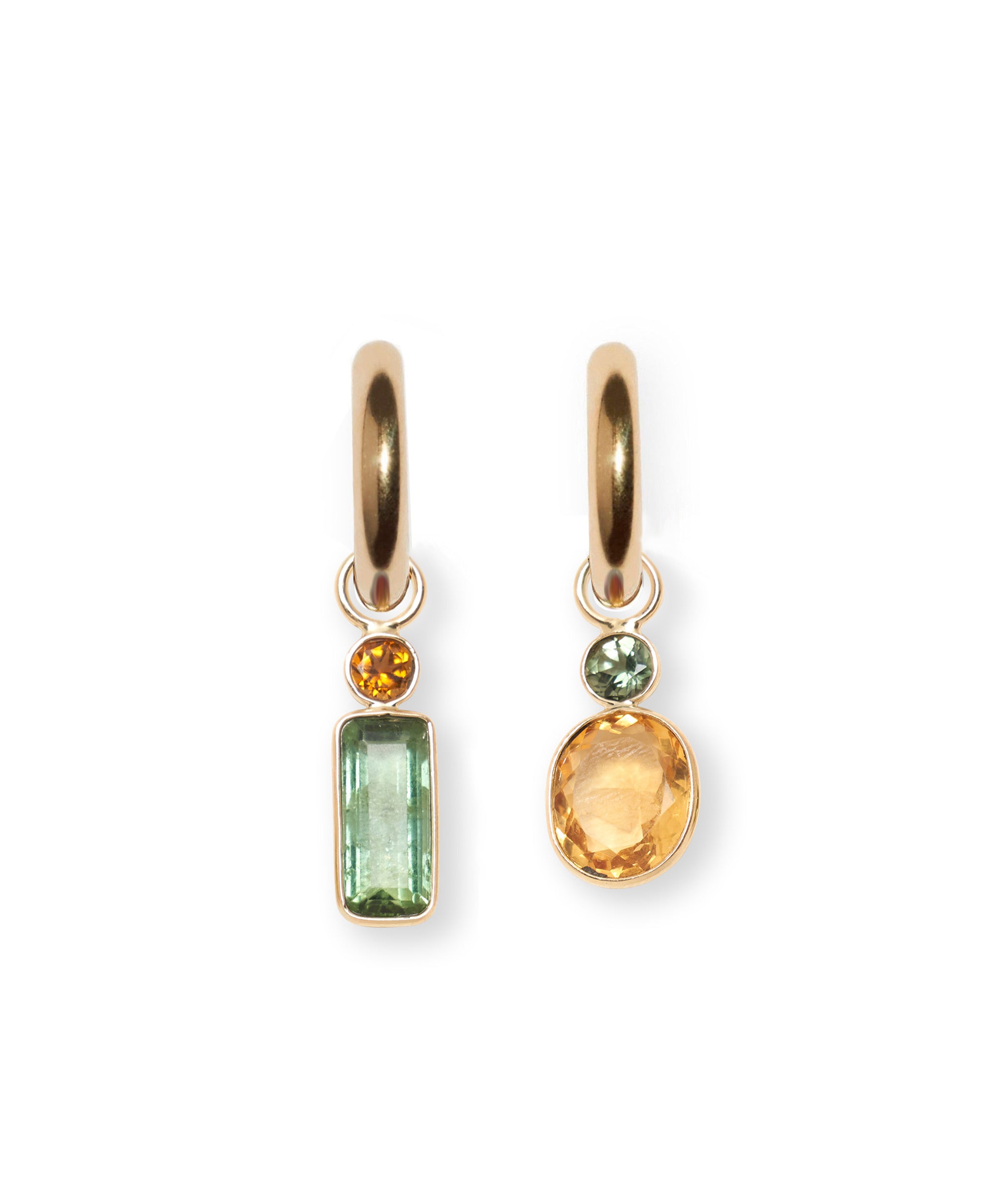 Citrine & Tourmaline 14k Gold Earring Charm