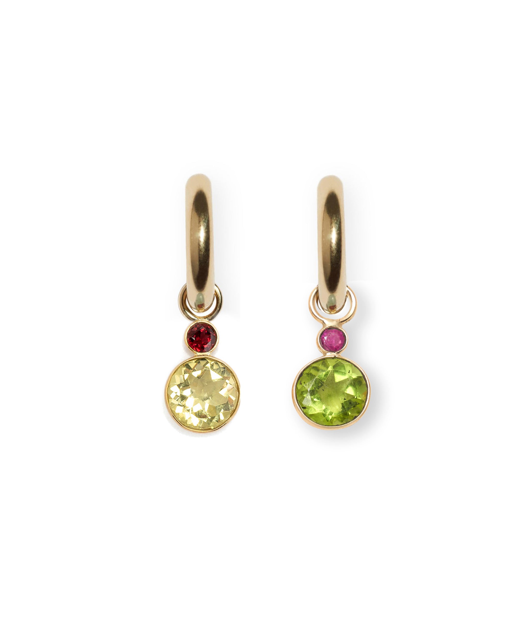 Peridot & Ruby 14k Gold Earring Charm