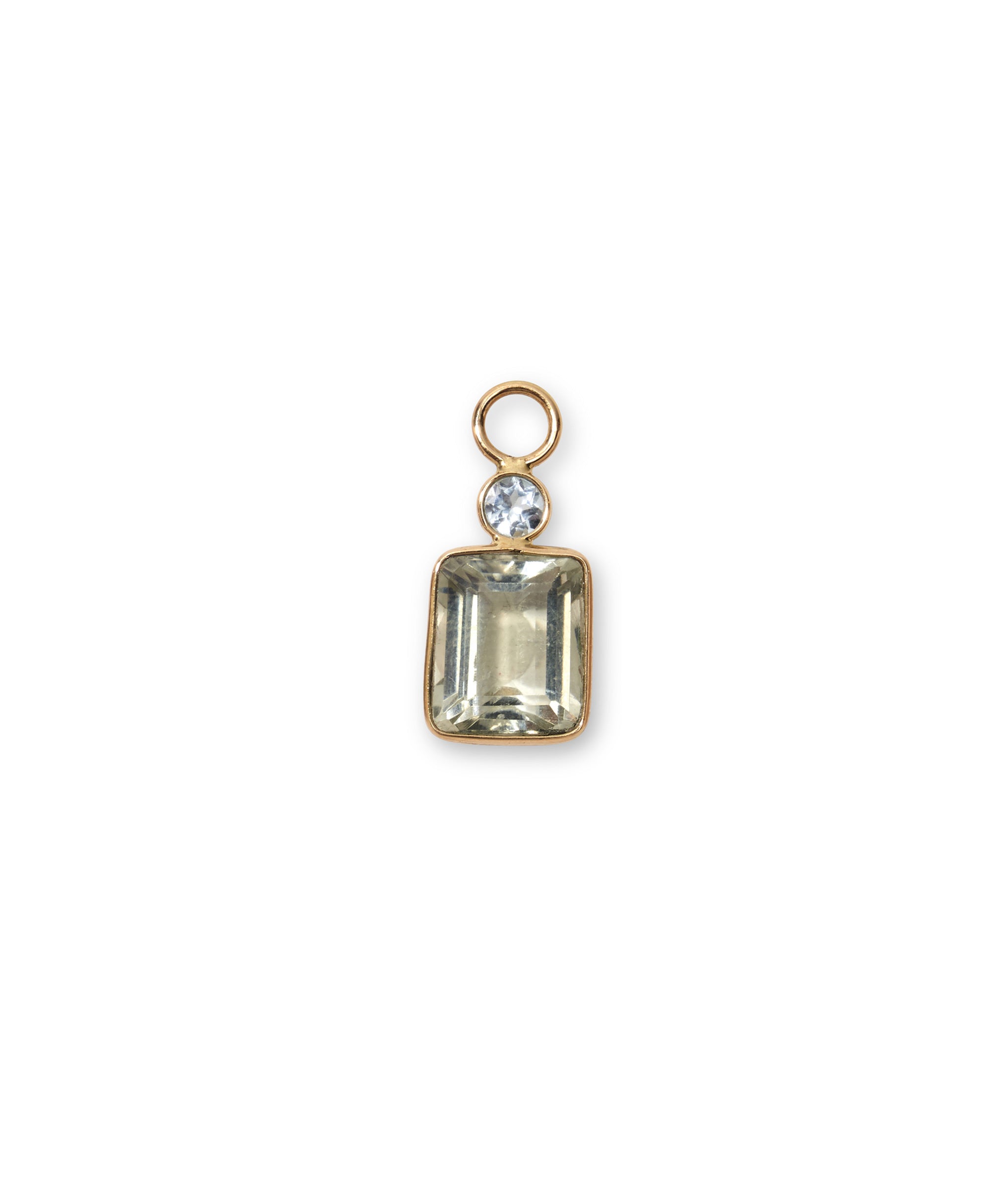 Blue Topaz & Green Amethyst 14k Gold Earring Charm