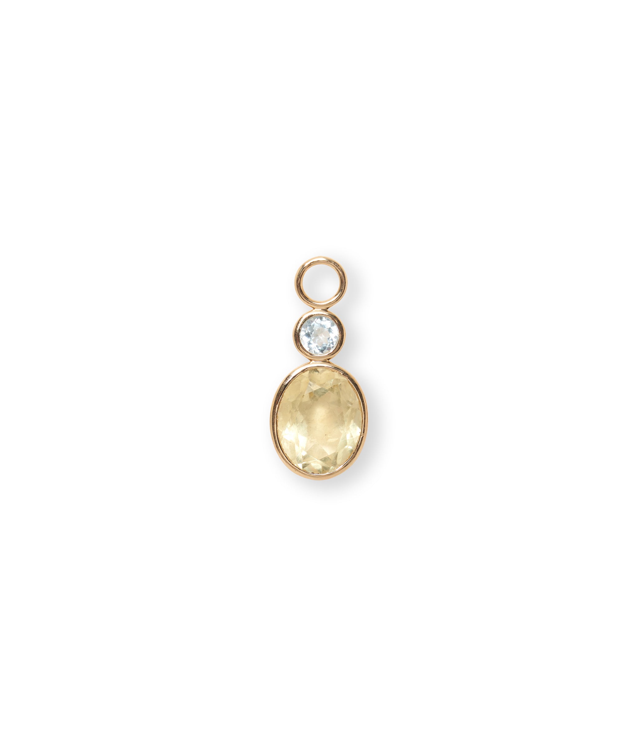 Oval 14k Gold Earring Charm in Sky Blue Topaz & Lemon Quartz