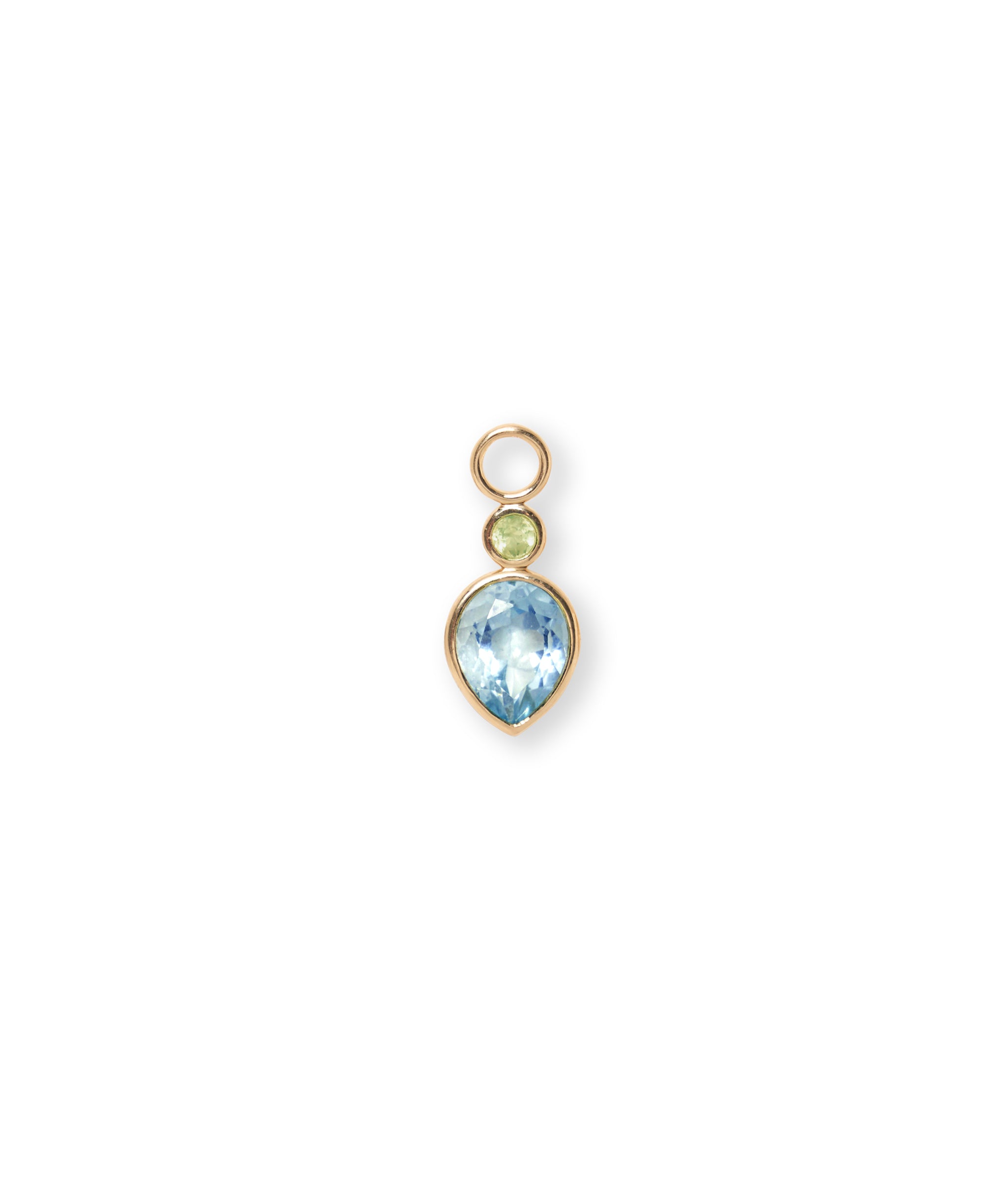 Teardrop 14k Gold Earring Charm in Peridot & Sky Blue Topaz