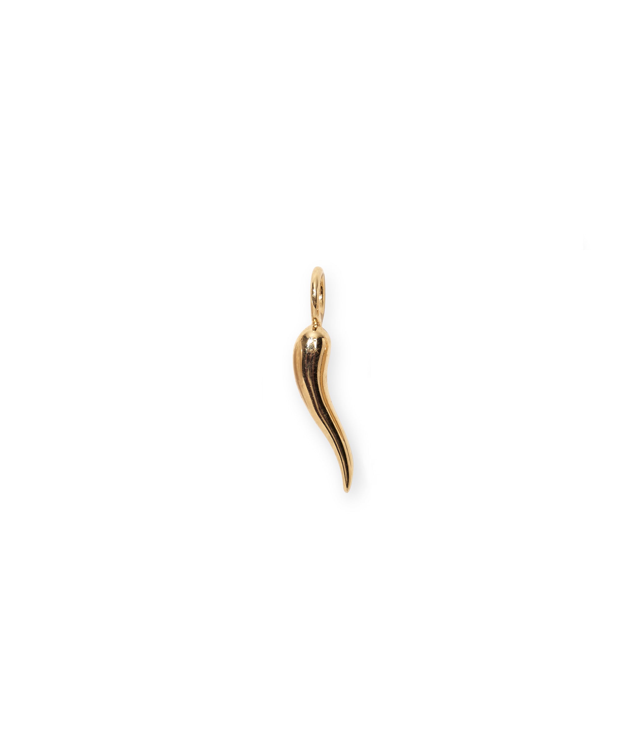 14K Gold Cornicello Necklace Charm. Gold cornicello horn.