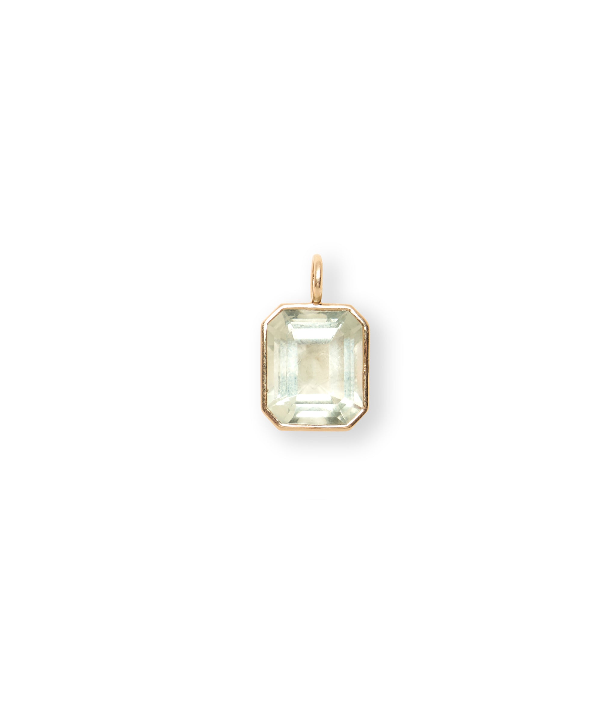 Green Amethyst 14k Gold Necklace Charm