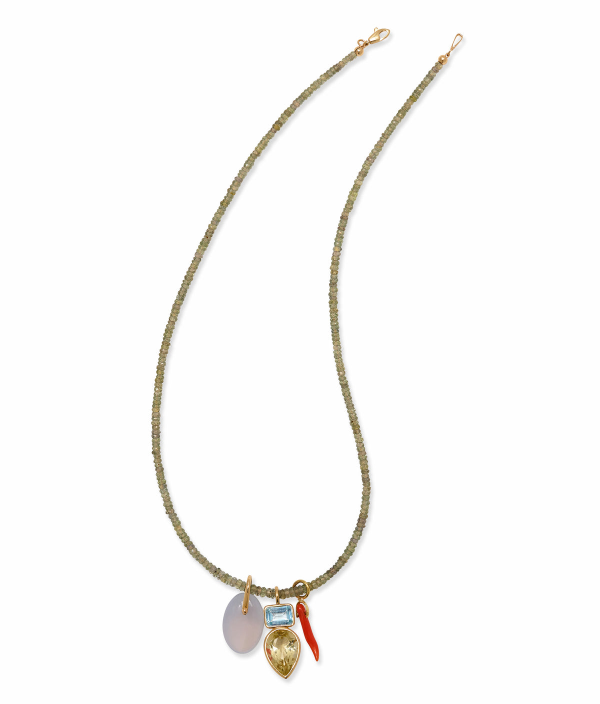 14k Gold Bail Charm in Blue Chalcedony