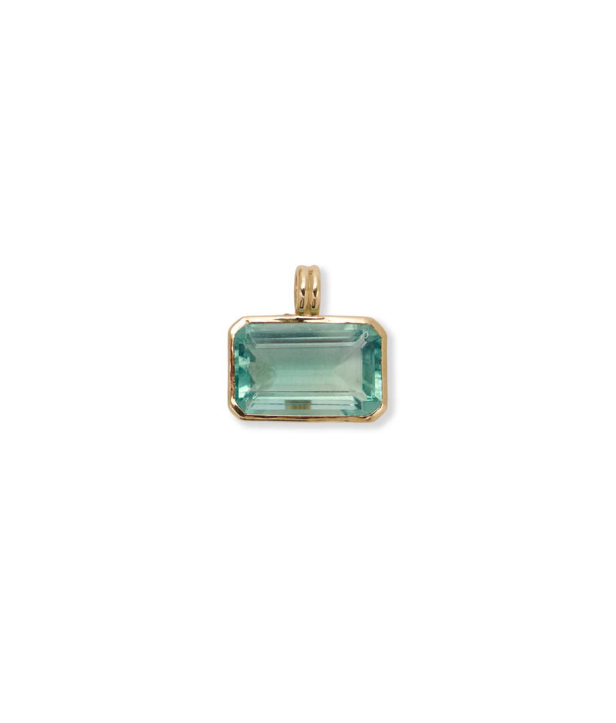 East West 14k Gold Necklace Charm in Green Fluorite