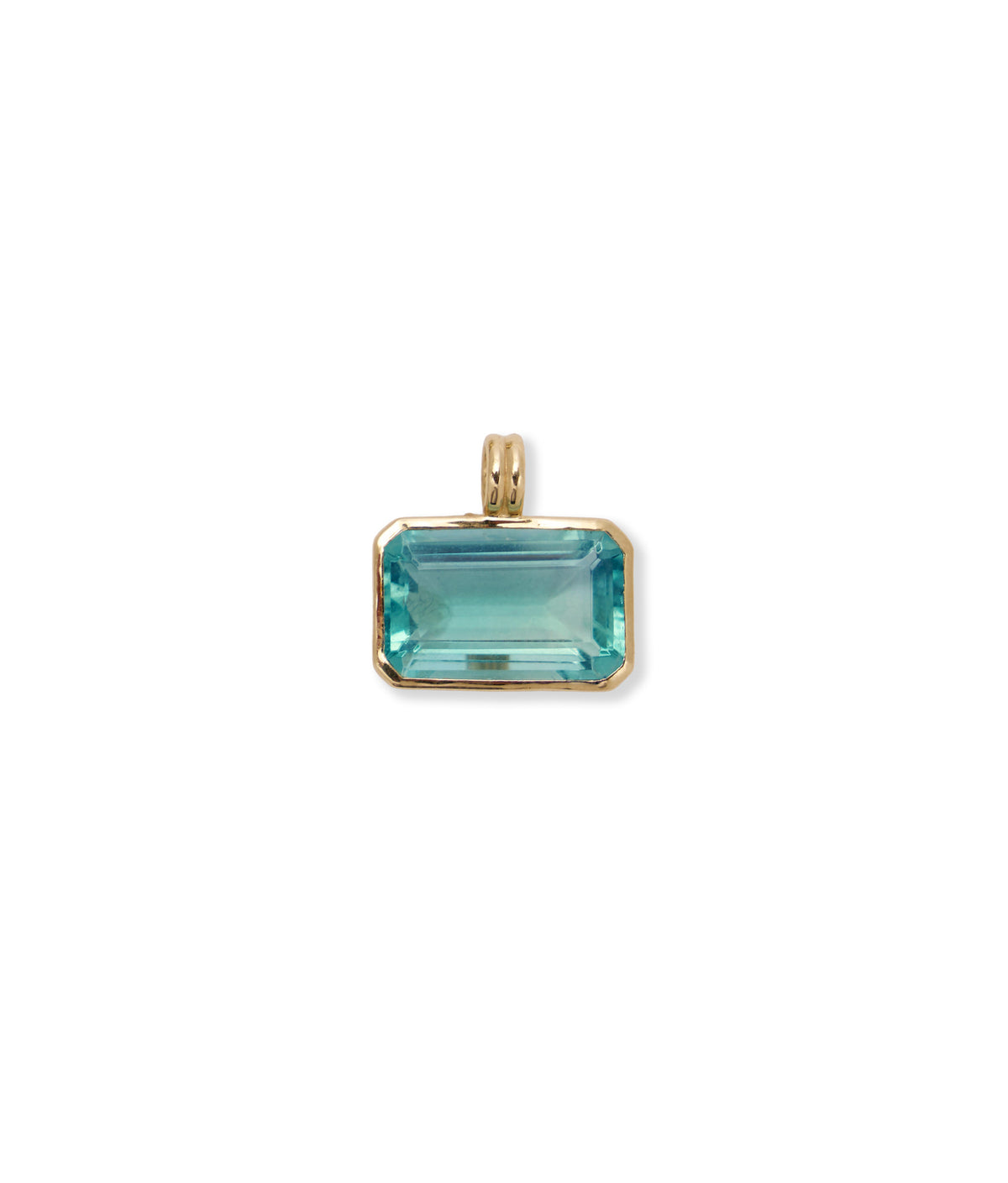 East West 14k Gold Necklace Charm in Green Fluorite