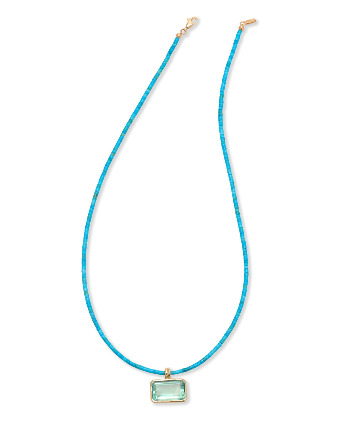 East West 14k Gold Necklace Charm in Green Fluorite