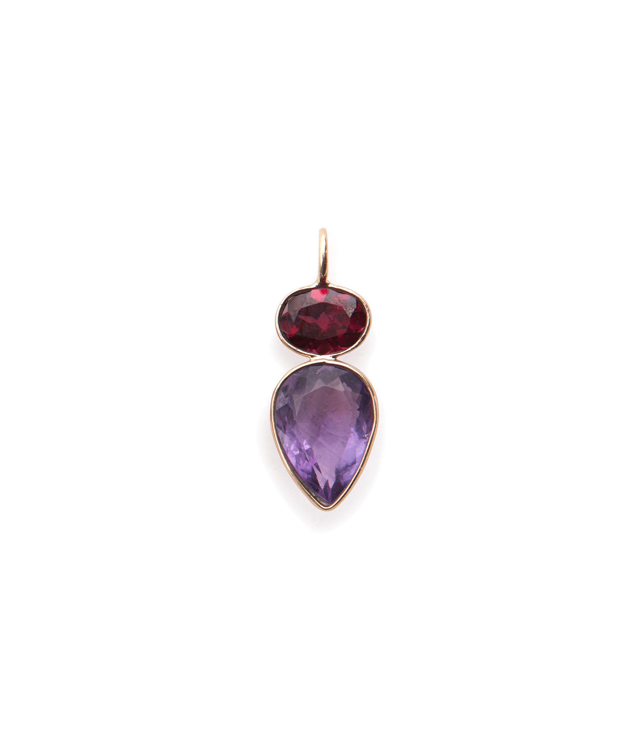 Garnet & Amethyst 14k Gold Necklace Charm