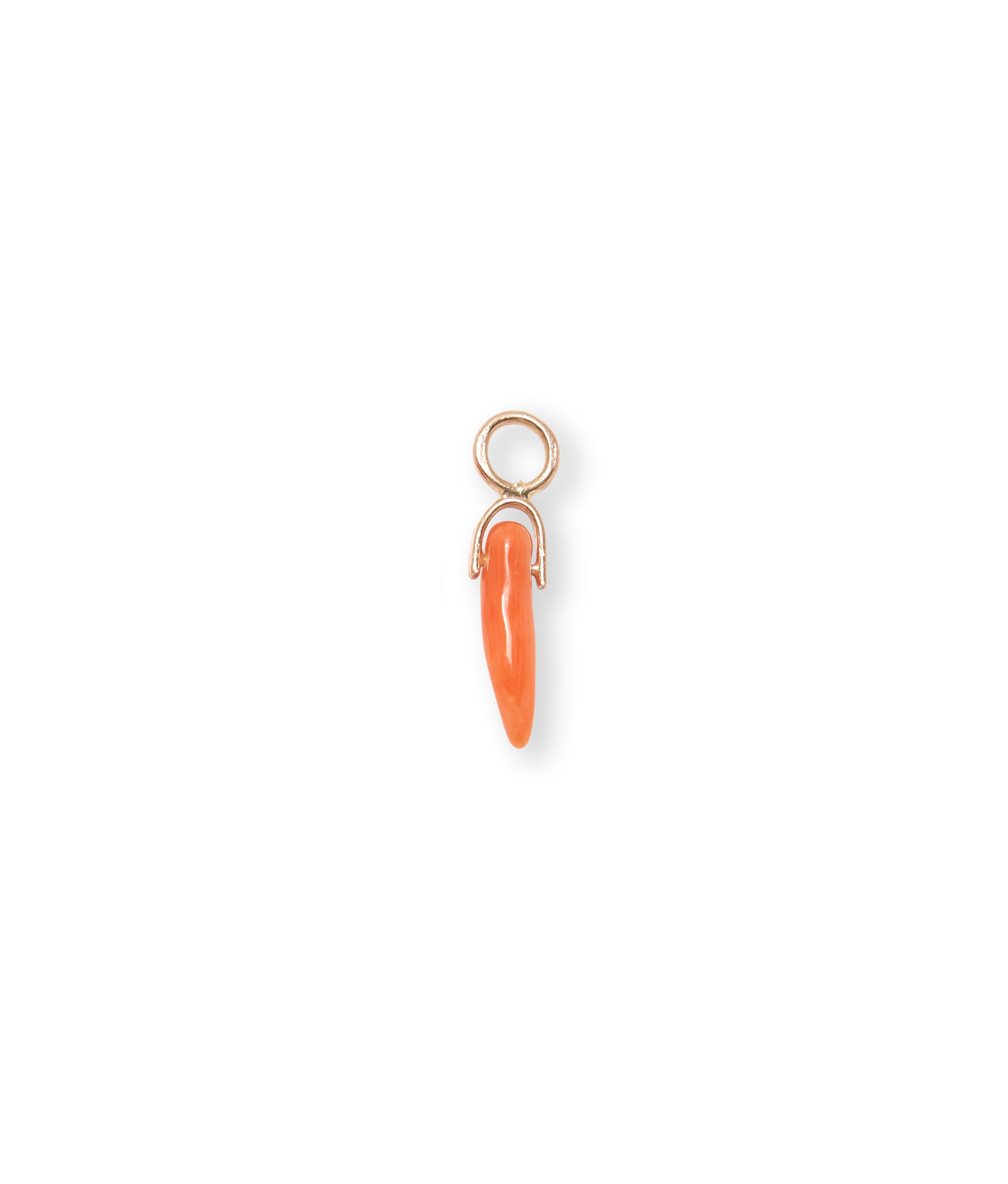 Orange Coral Horn 14k Gold Earring Charm