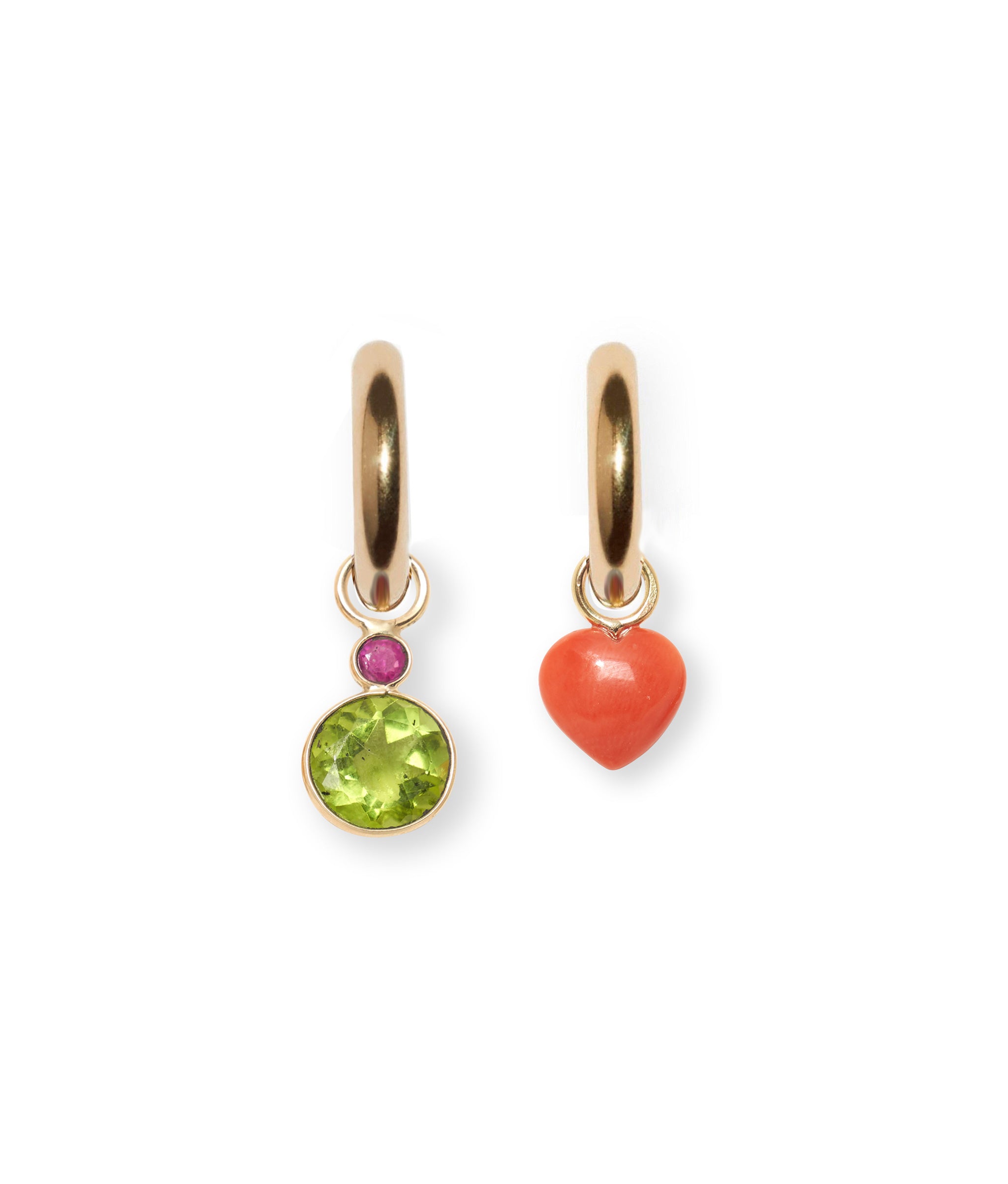 Peridot & Ruby 14k Gold Earring Charm