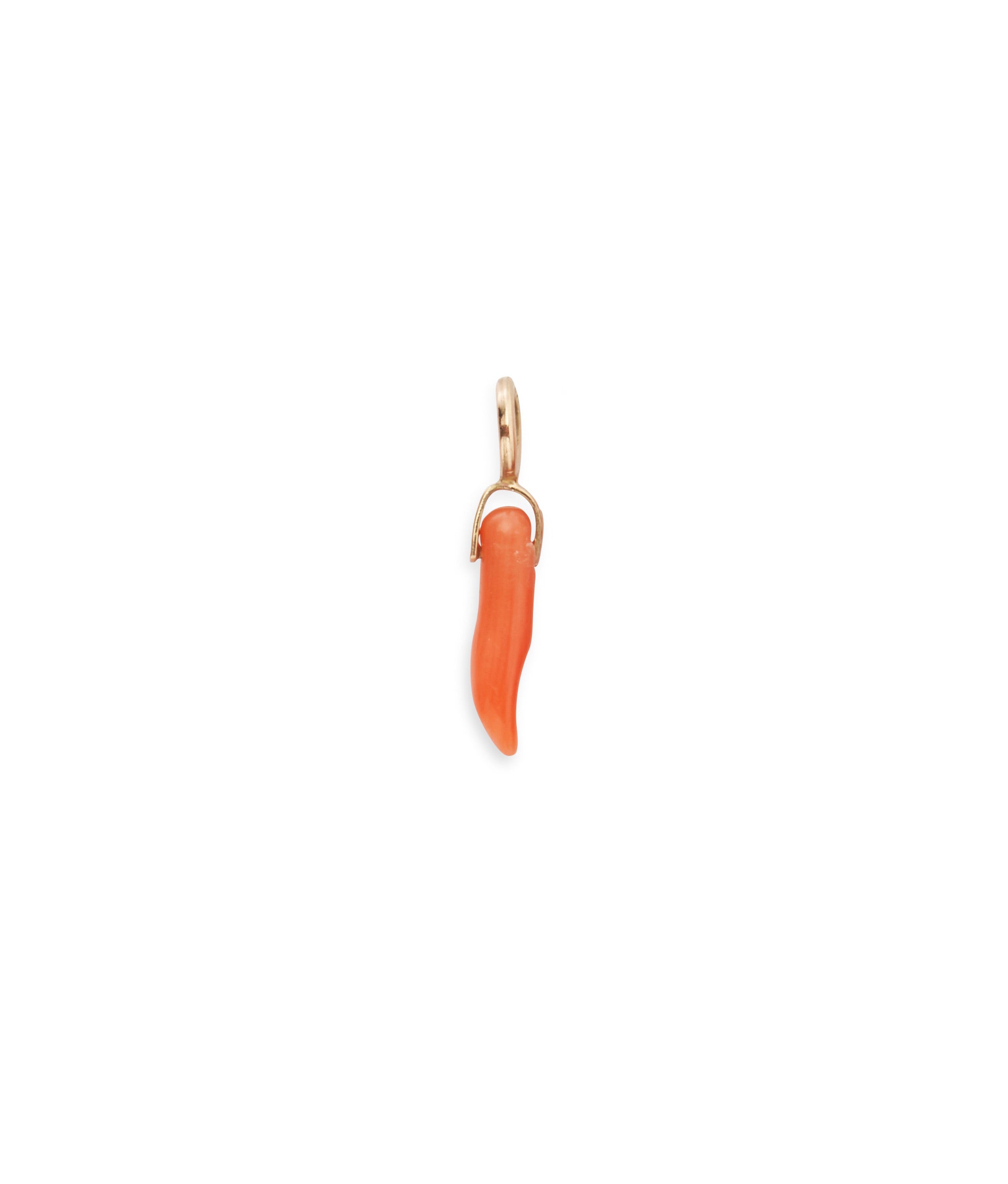 Coral Horn 14k Gold Necklace Charm