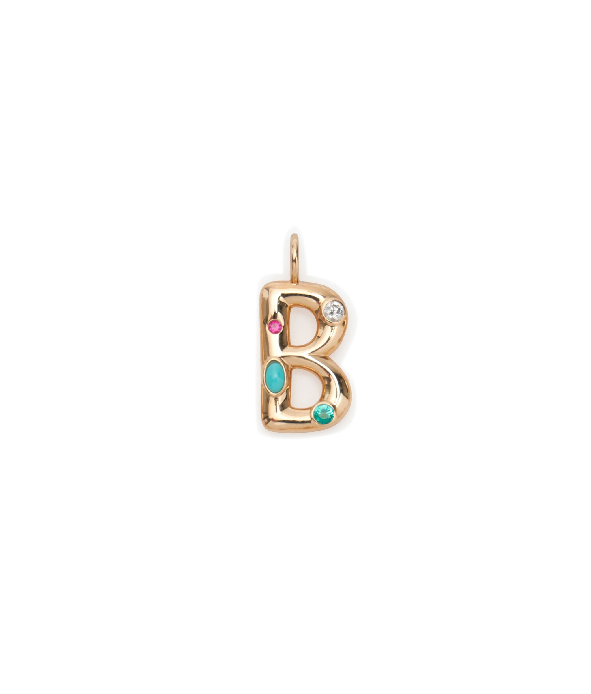 14k Gold Confetti Letter "B" Charm