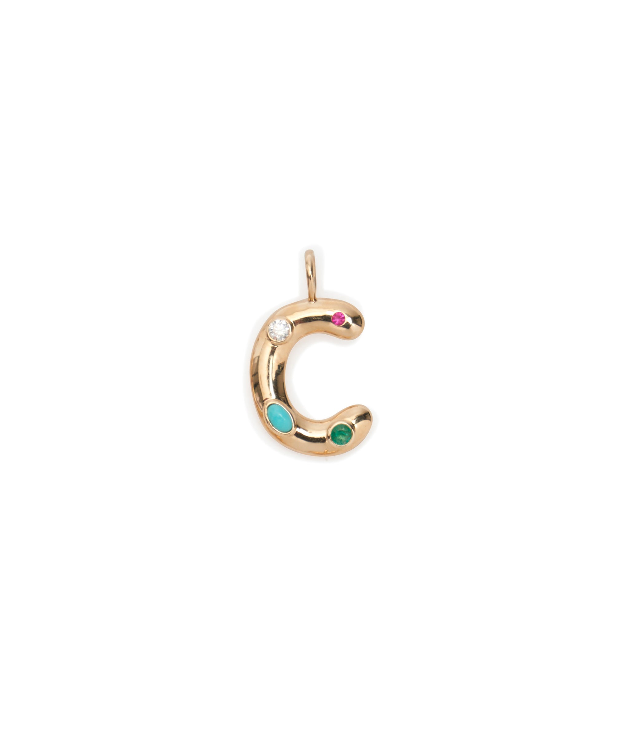 14k Gold Confetti Letter "C" Charm