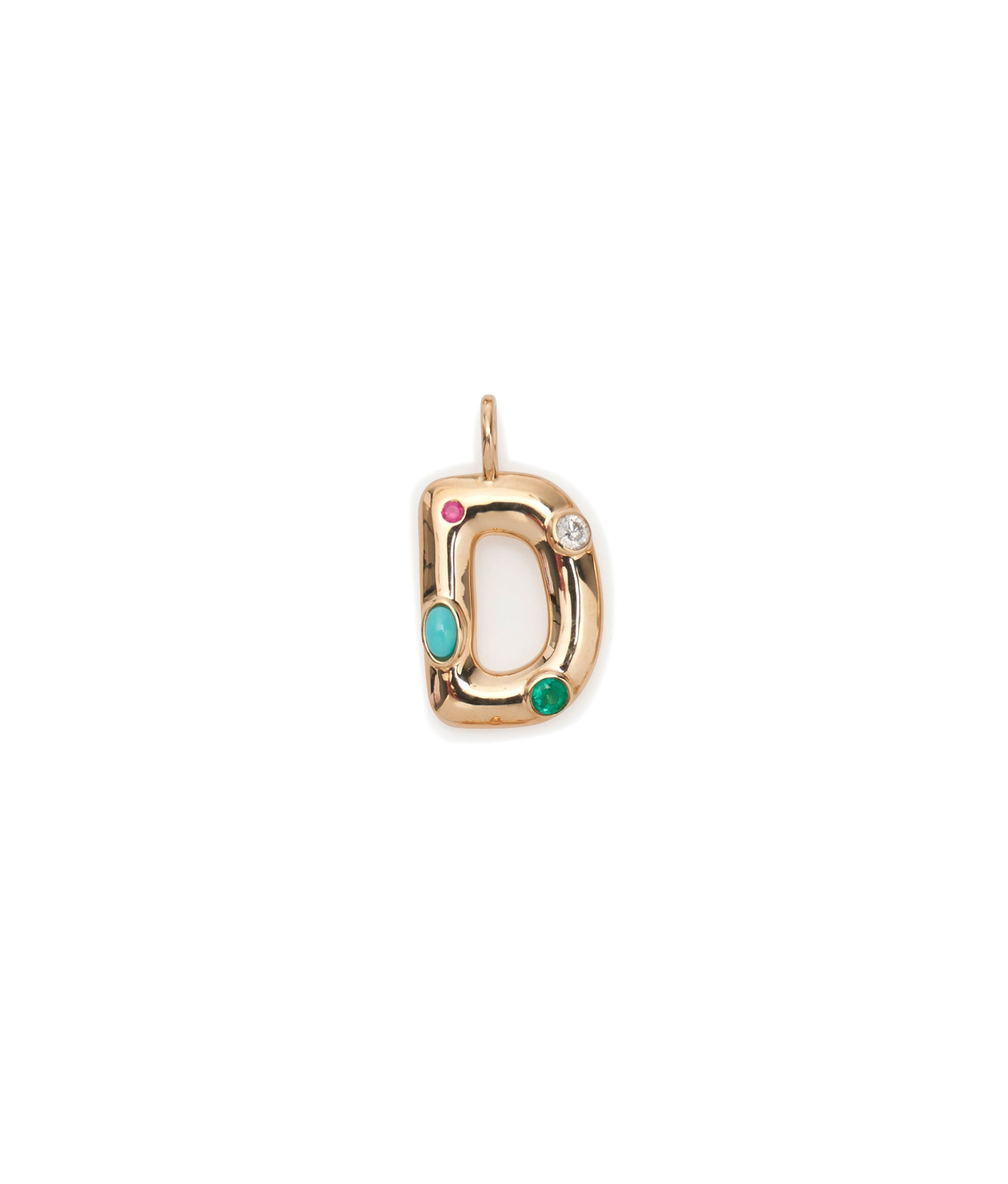 14k Gold Confetti Letter "D" Charm